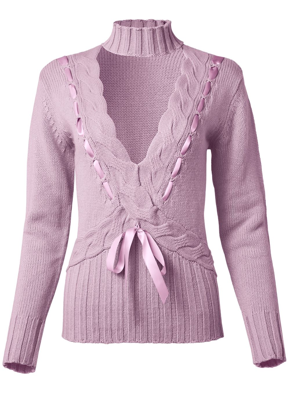 Venus VENUS | Sweet Bow Keyhole Sweater in Lilac