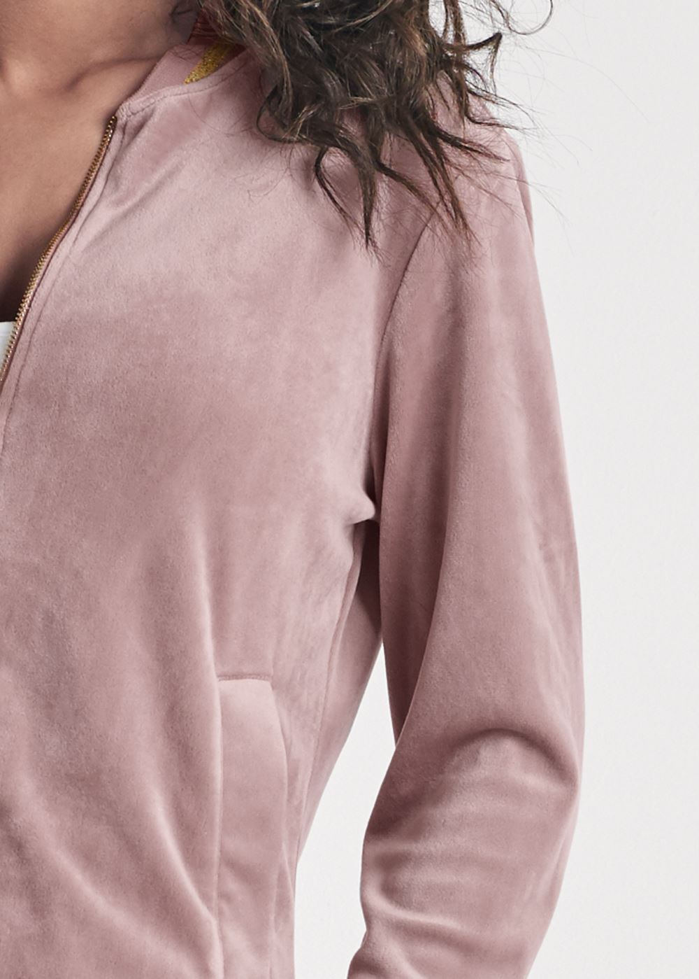 Venus Striped Velour Pant Set in Light Pink