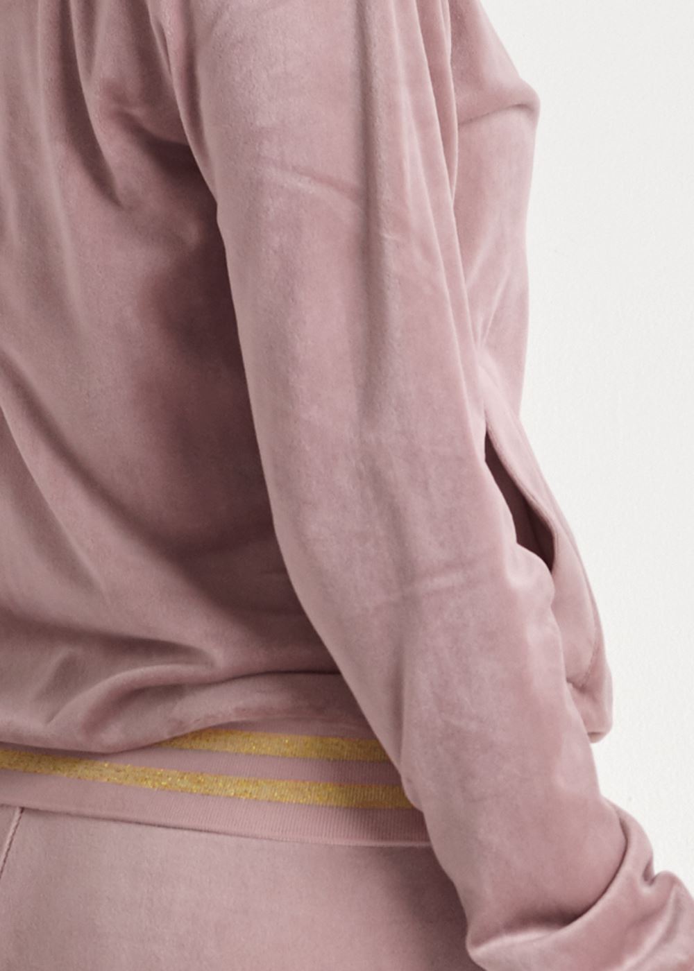 Venus Striped Velour Pant Set in Light Pink