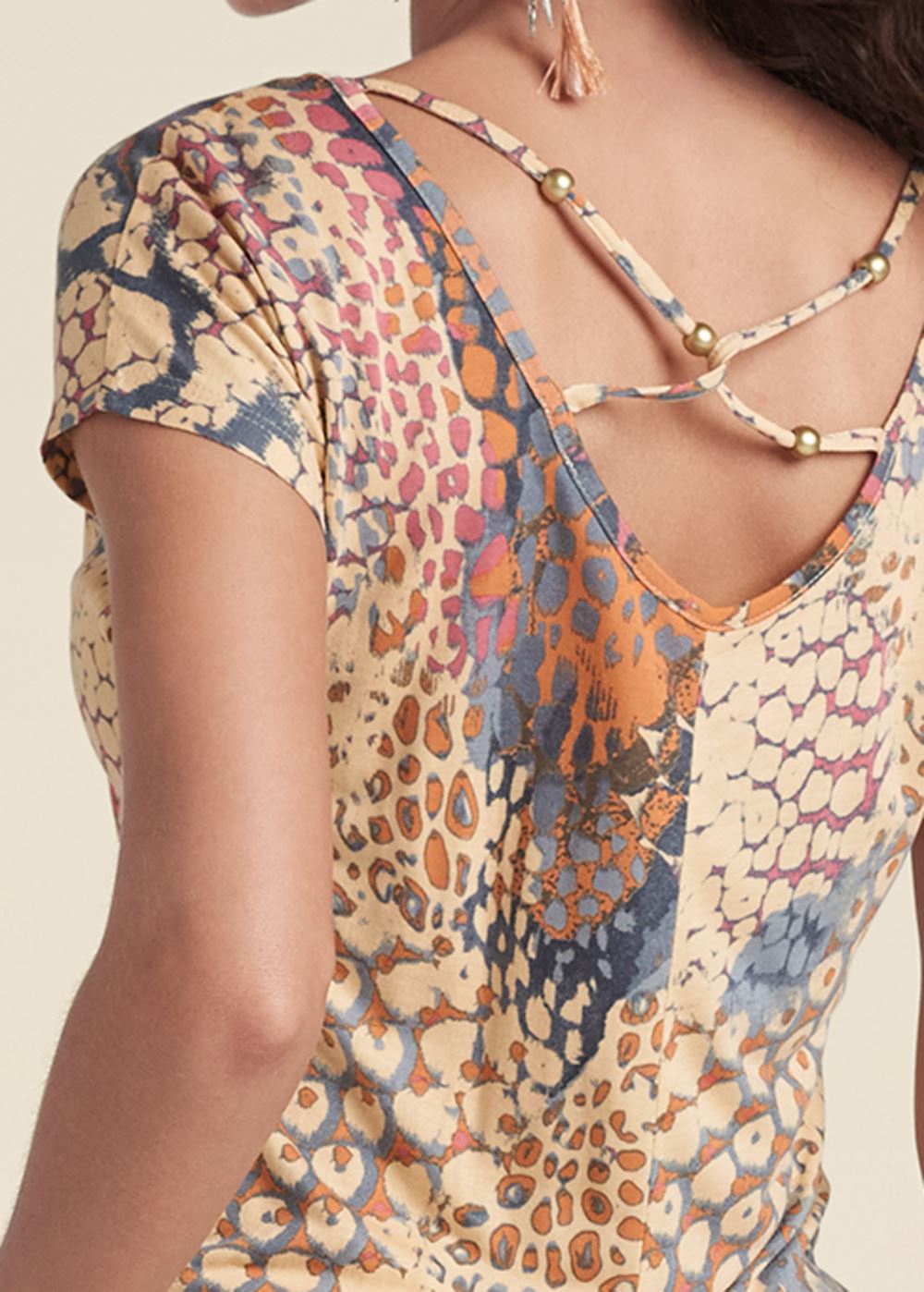 Venus Abstract Mirage V-Neck Romper in Orange Multi