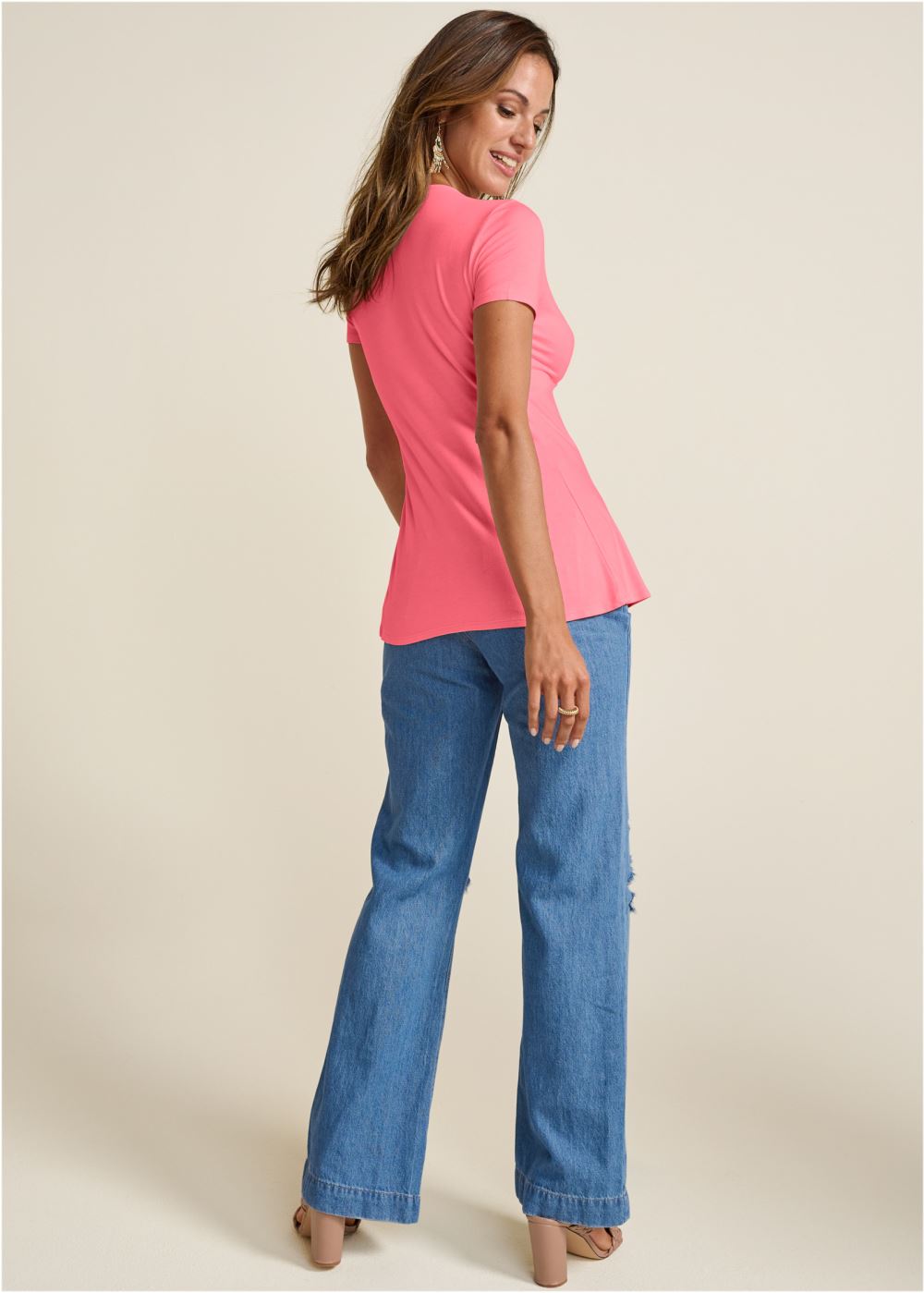 Venus Flyaway Twist-Front Top in Coral