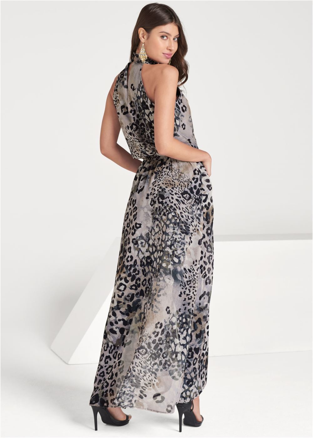 Venus Animal Print Maxi Top in White Multi
