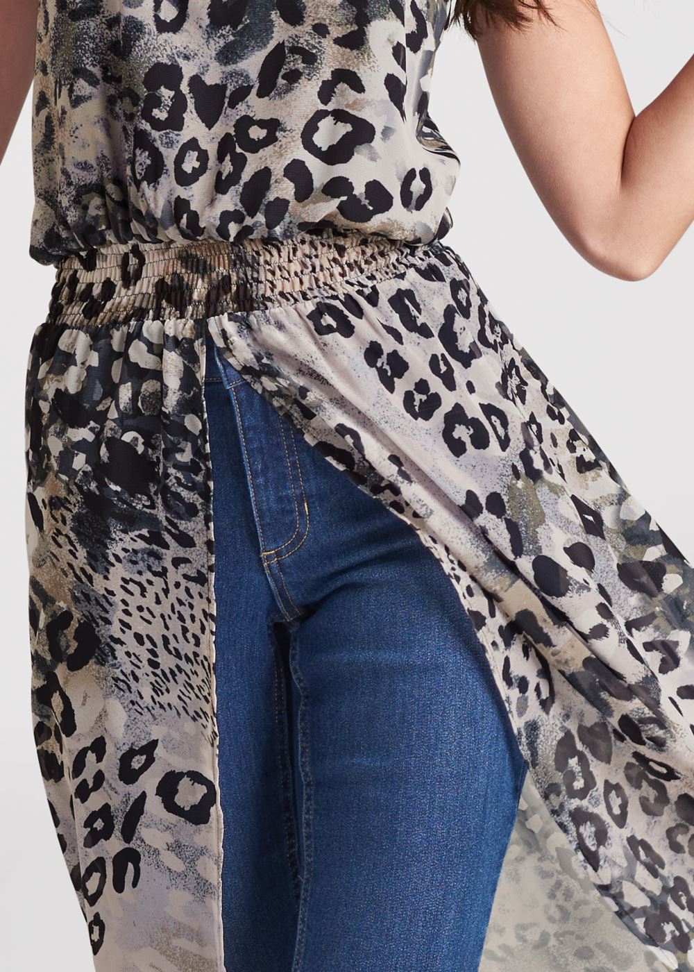Venus Animal Print Maxi Top in White Multi