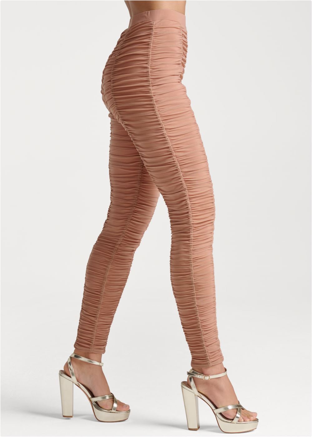 Venus High-Waist Ruched Leggings in Tan