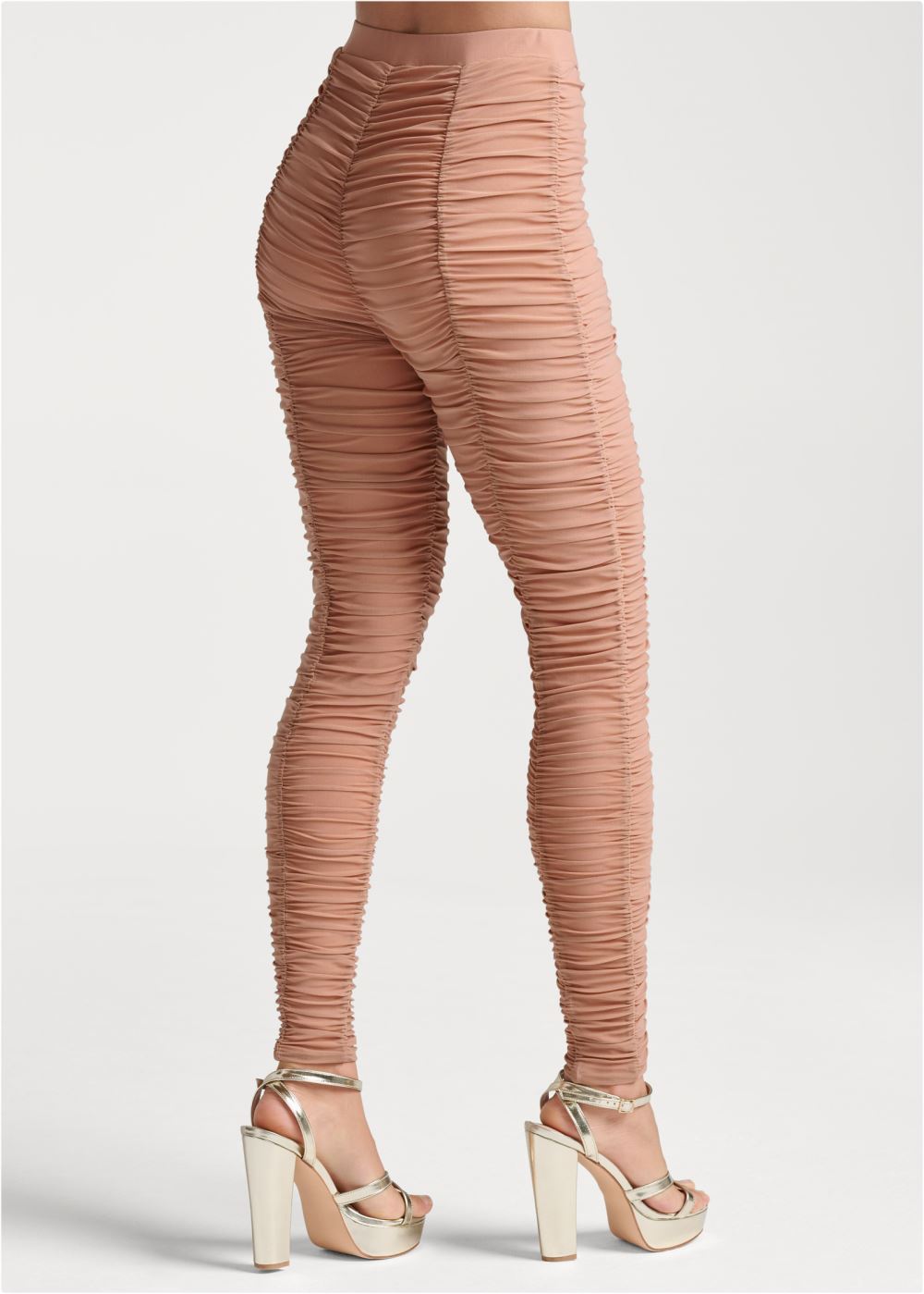 Venus High-Waist Ruched Leggings in Tan
