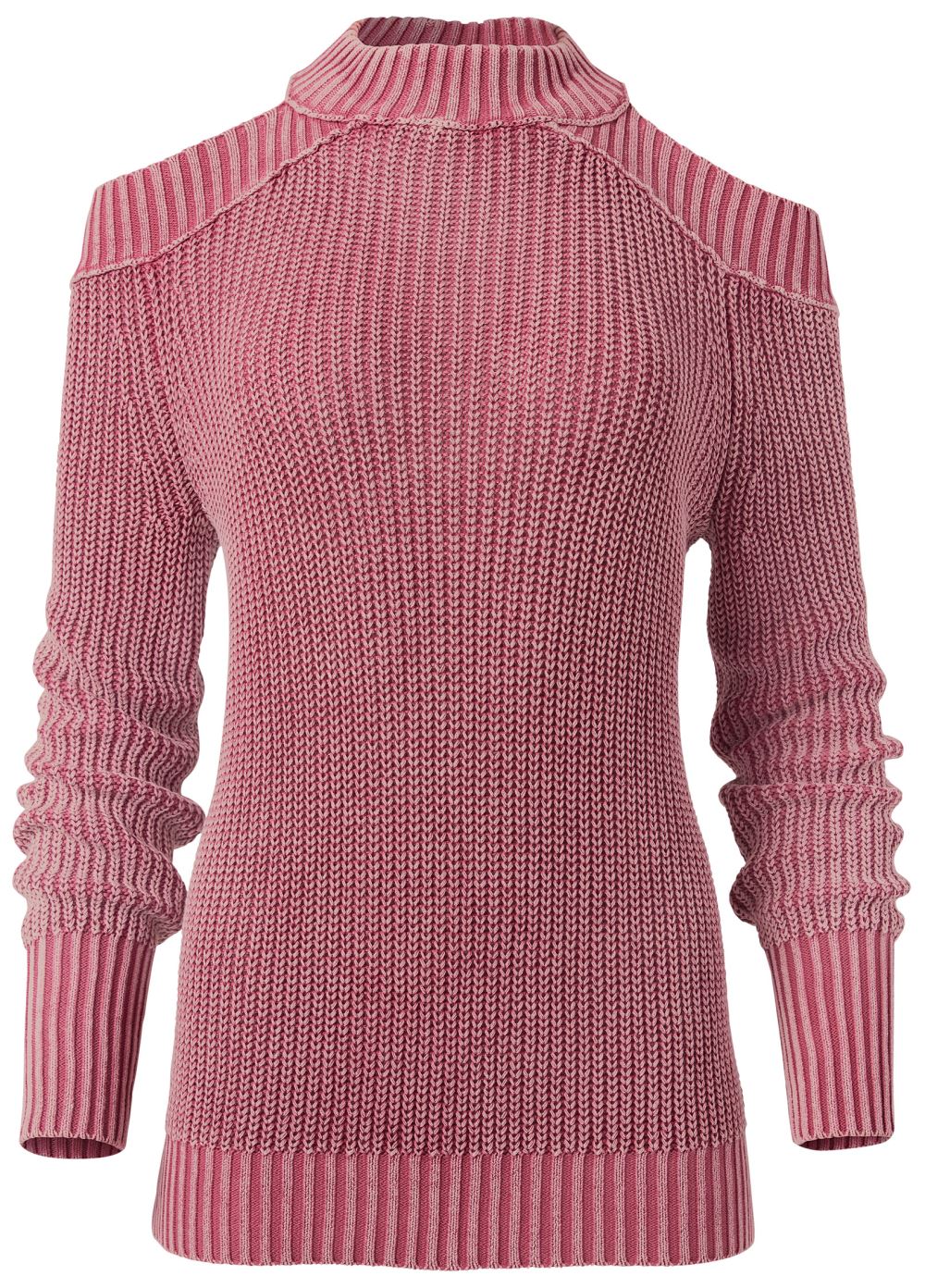 Venus VENUS | Cold-Shoulder Mock-Neck Top in Pink