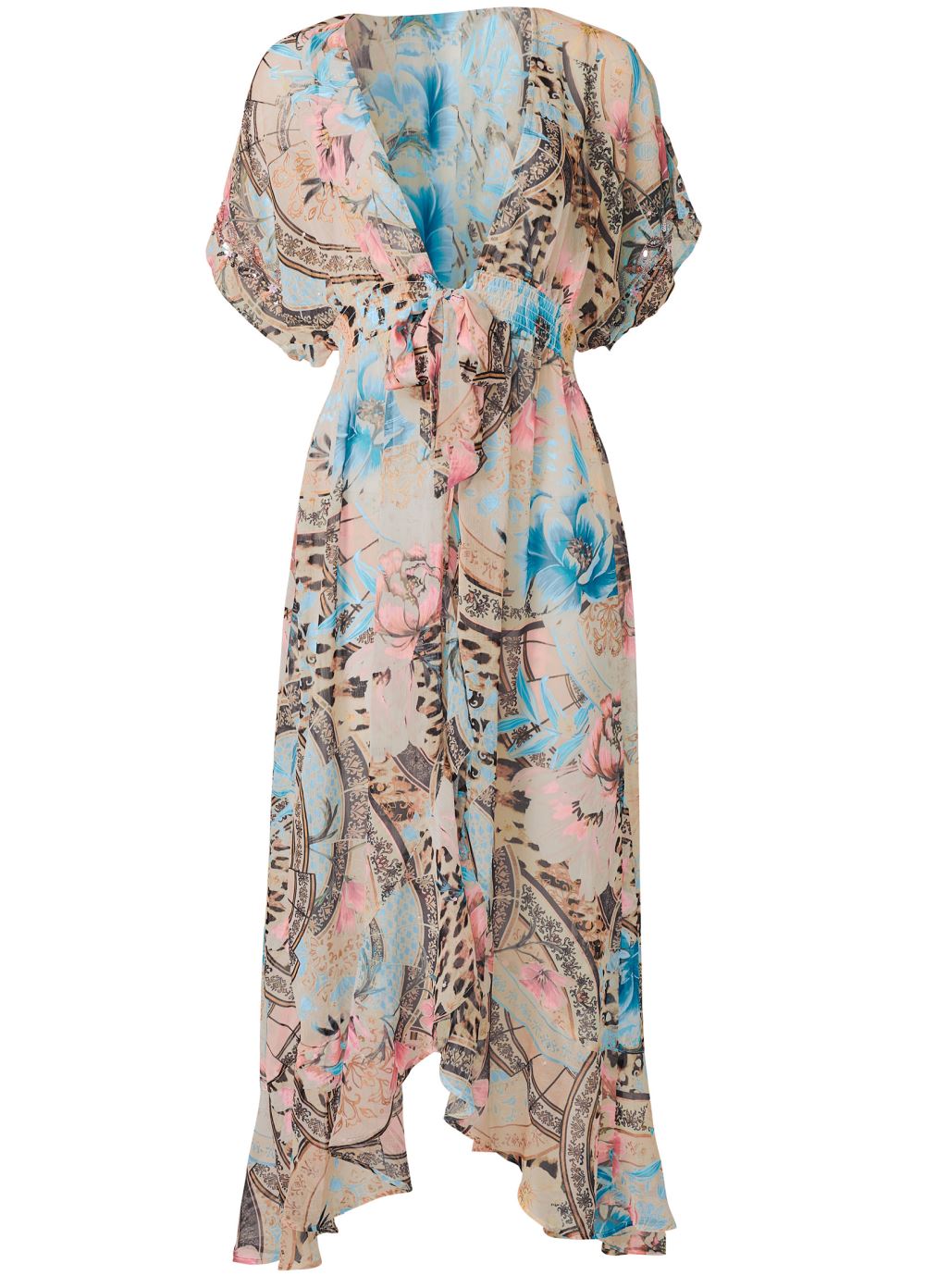 Venus Embellished Floral And Paisley Print Maxi Top in Blush Multi