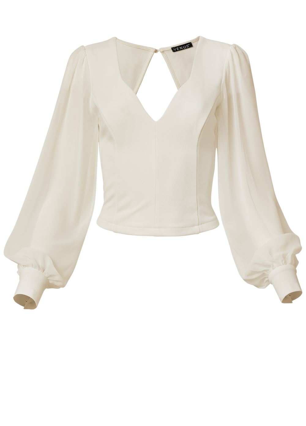 Venus Open-Back Tie Blouse in Off White