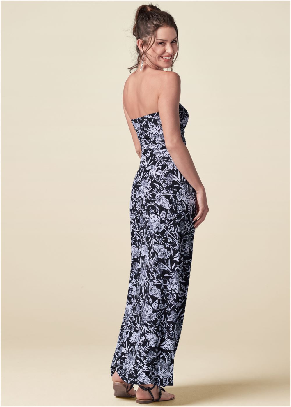 Venus Printed Maxi Dress - Black & White