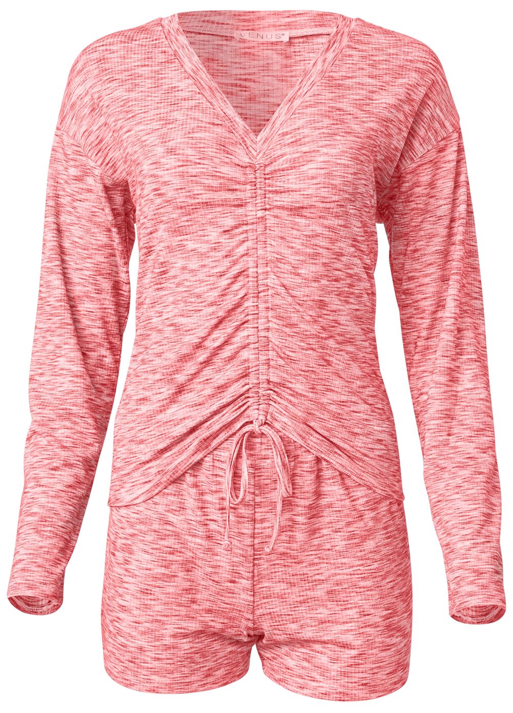 Venus Cinched Top And Shorts Set - Coral