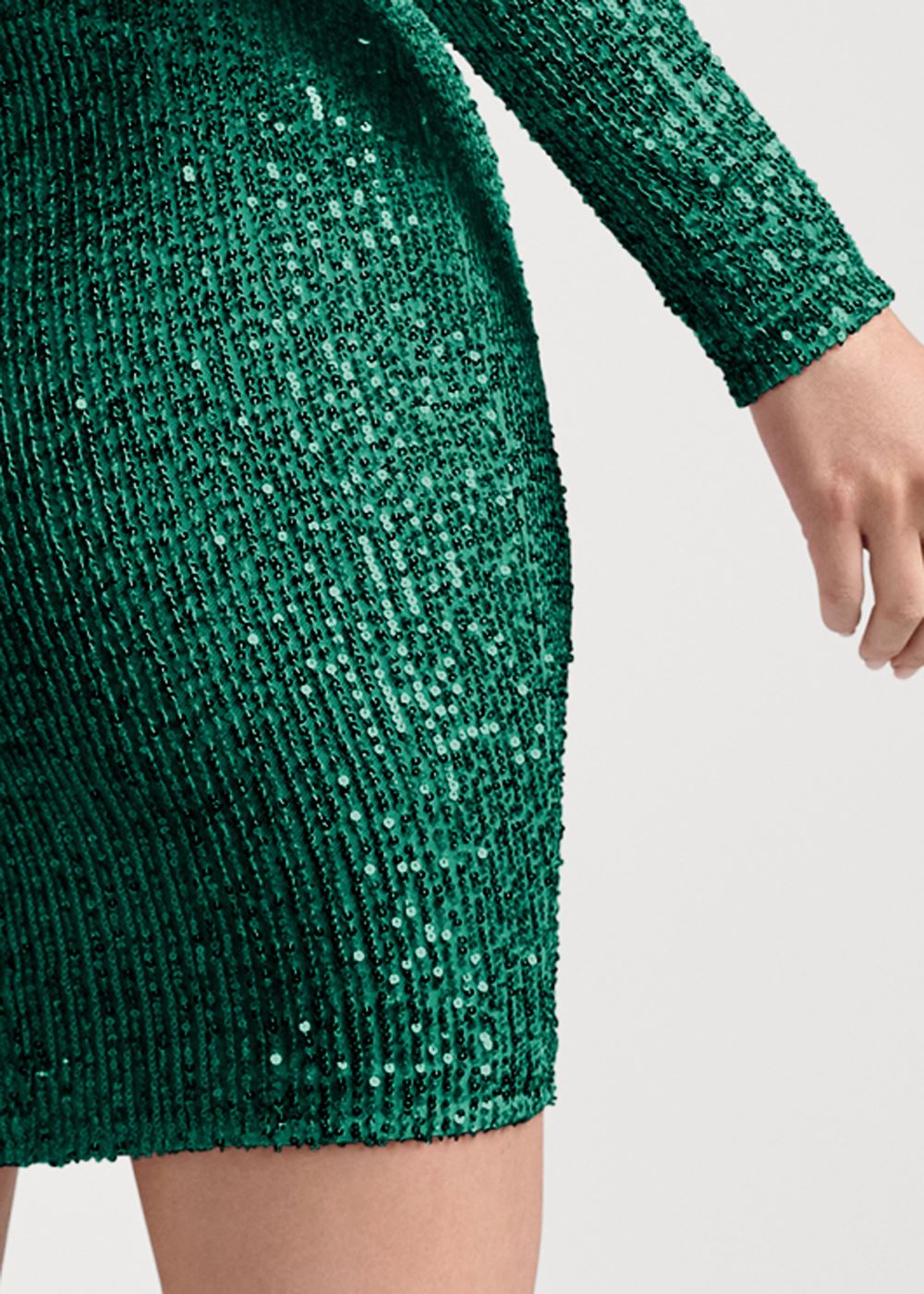 Venus Twist-Front Sequin Dress - Olive