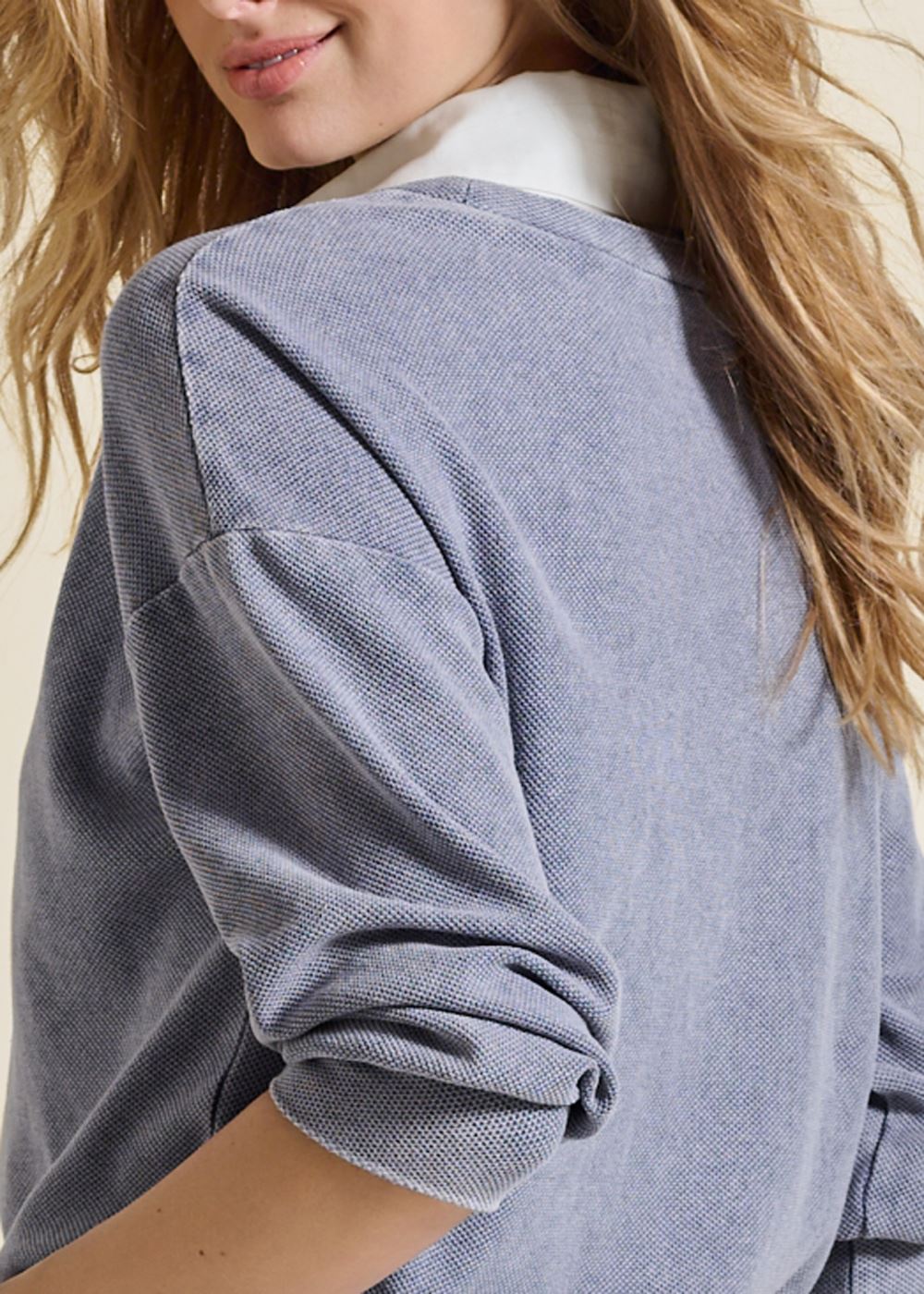 Venus Washed Collared Lounge Top in Dark Blue