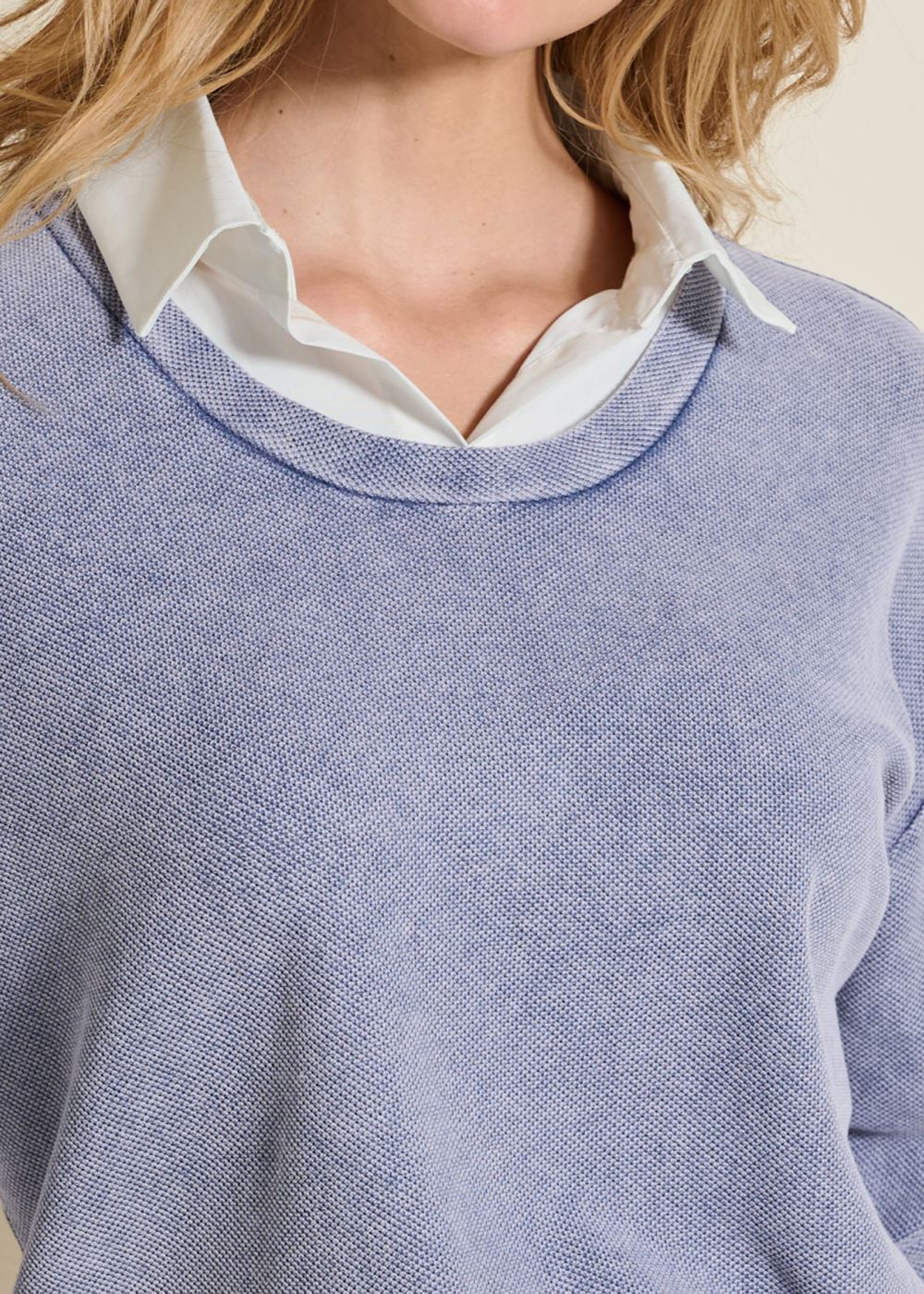 Venus Washed Collared Lounge Top in Dark Blue