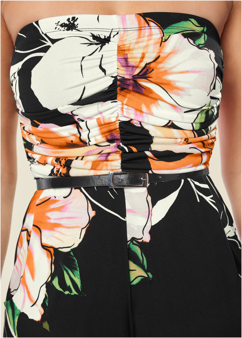 Venus Strapless Culotte Jumpsuit in Black Multi