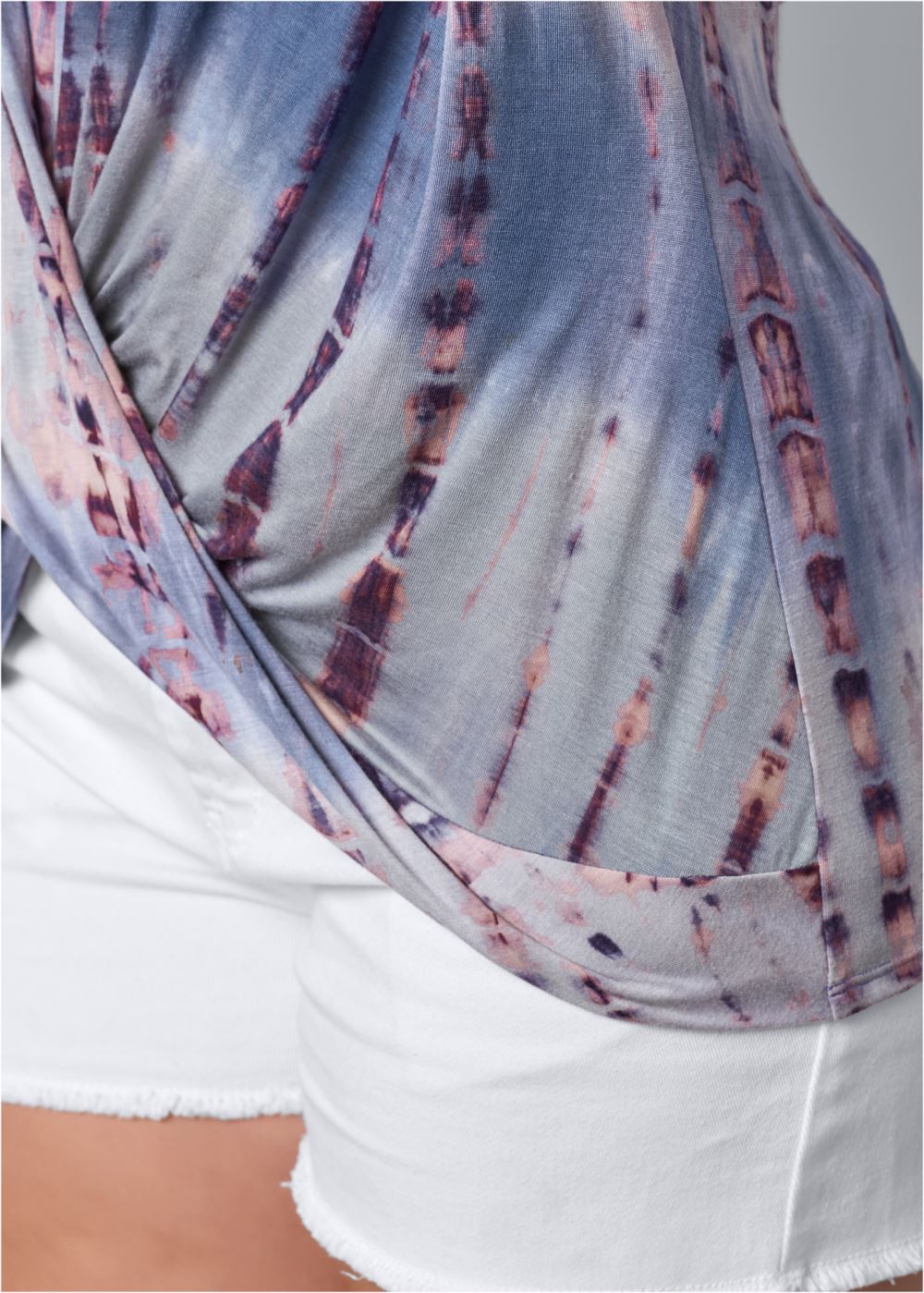 Venus Cold-Shoulder Twist Top in Blue Multi