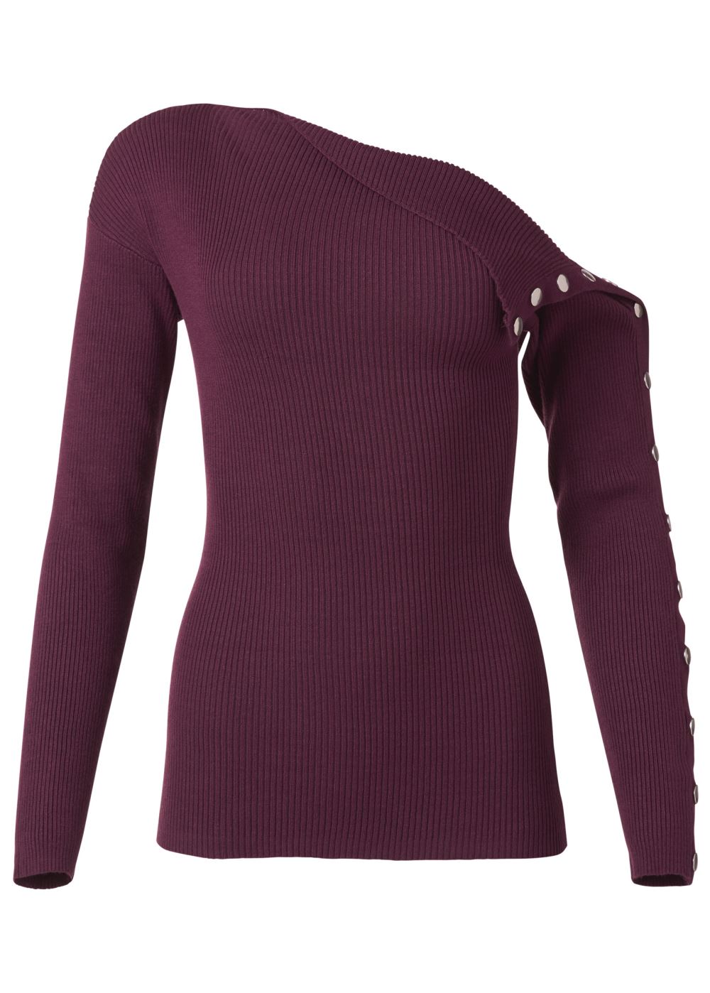 Venus VENUS | Snap Detail Sweater in Wine