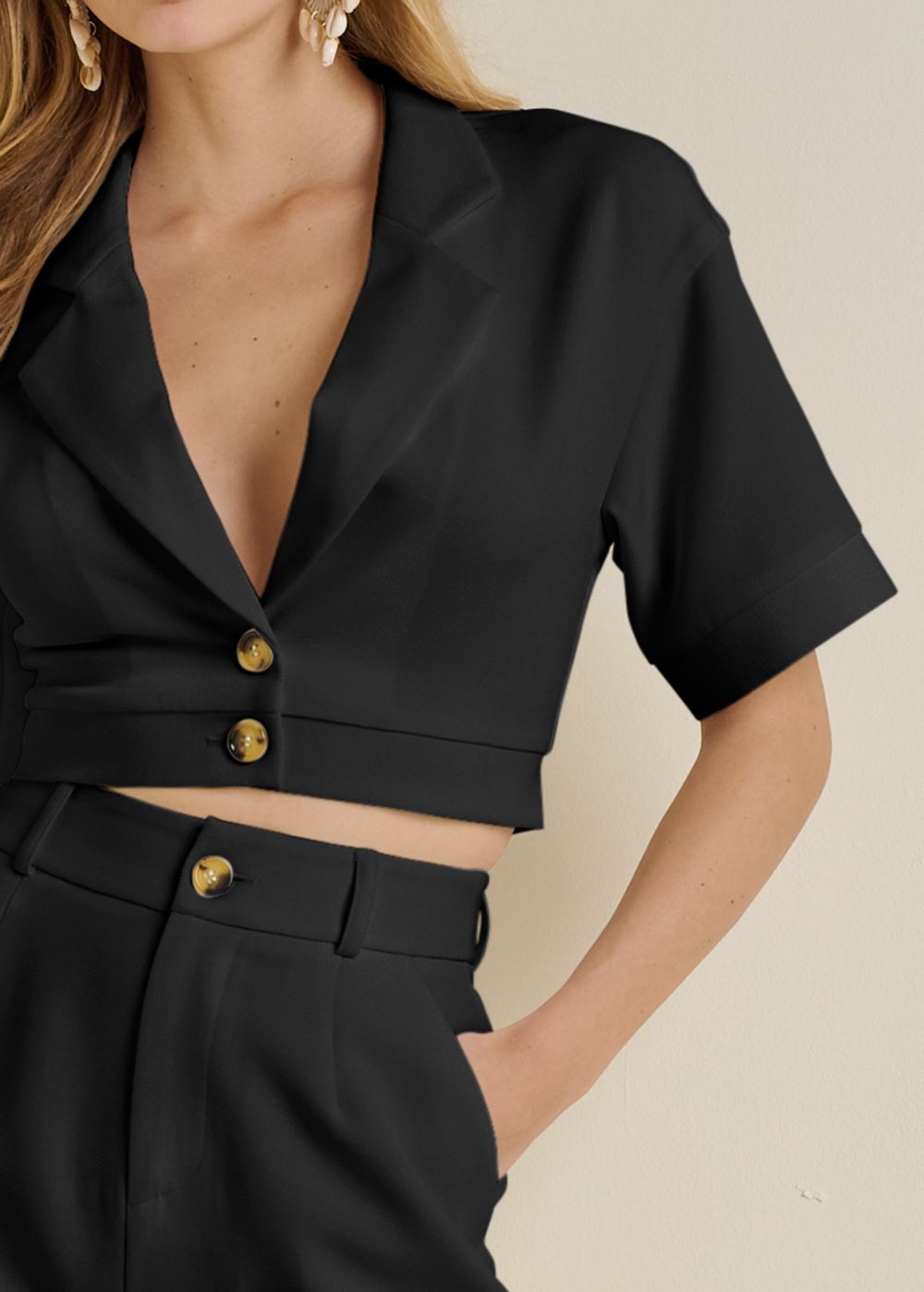 Venus Flare Leg Suiting Set in Black