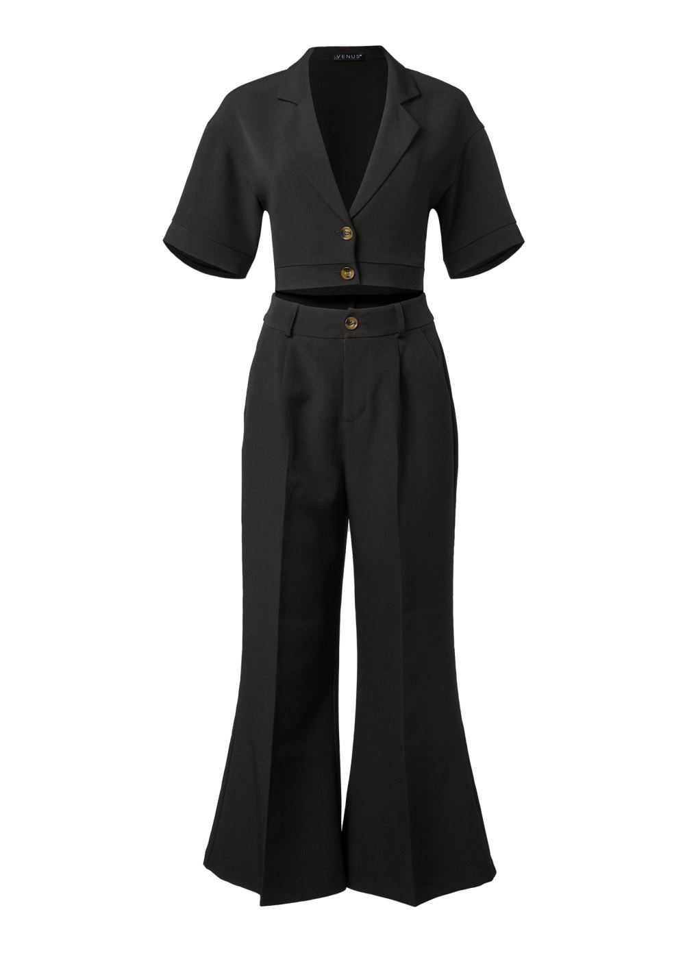 Venus Flare Leg Suiting Set in Black