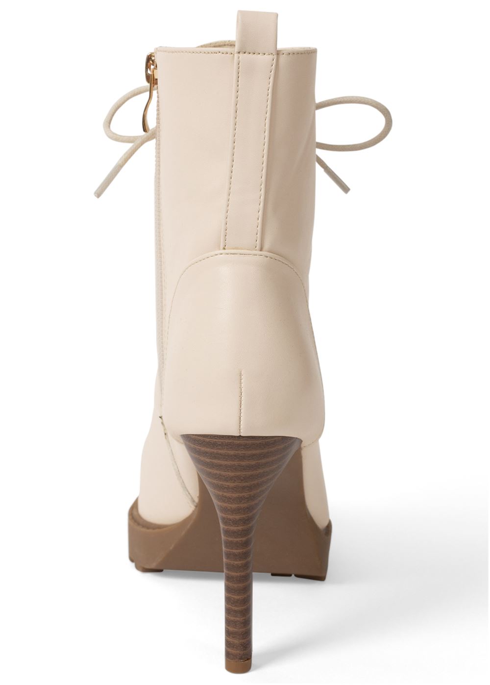 Venus Pointy Toe Lace-Up Booties in Cream