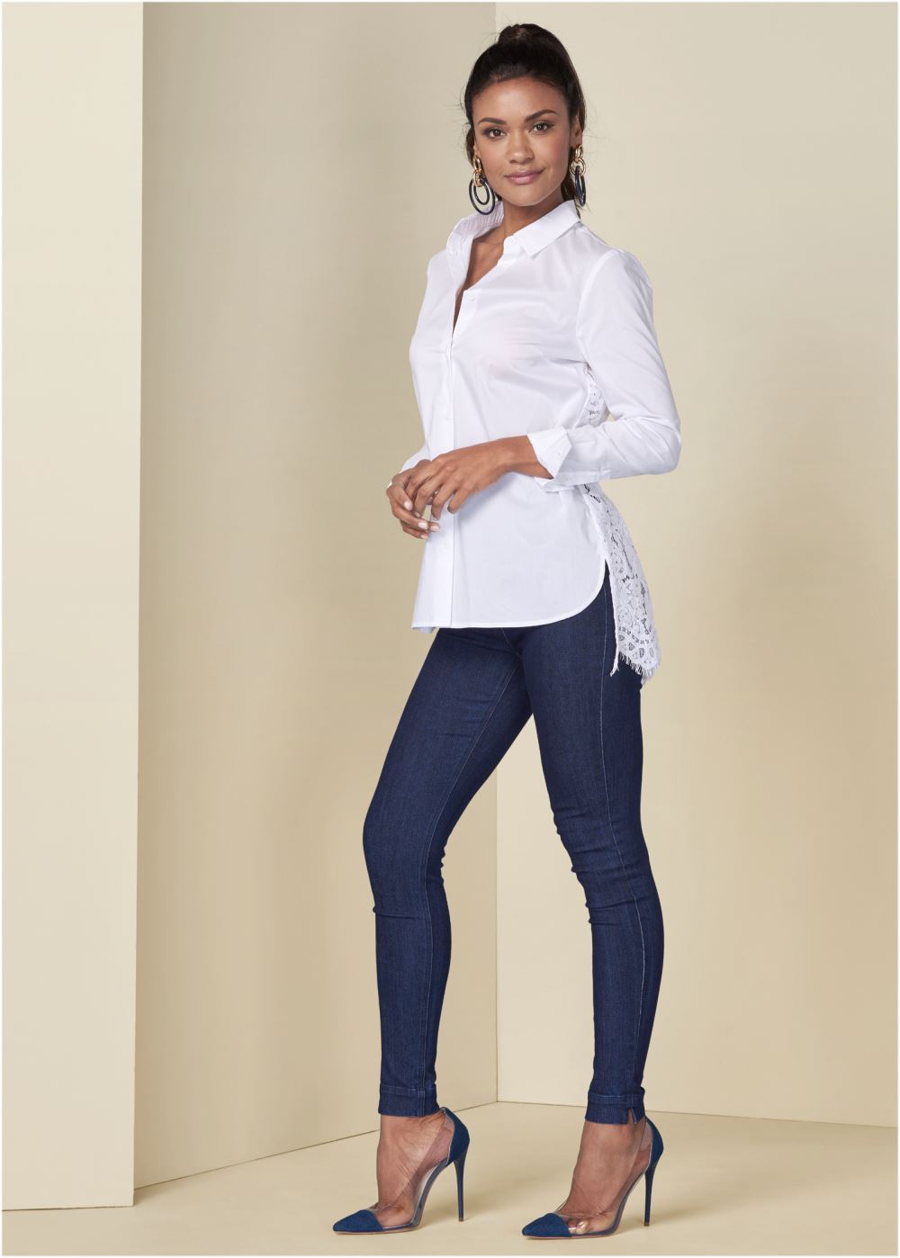 Venus Lace Back Blouse in White