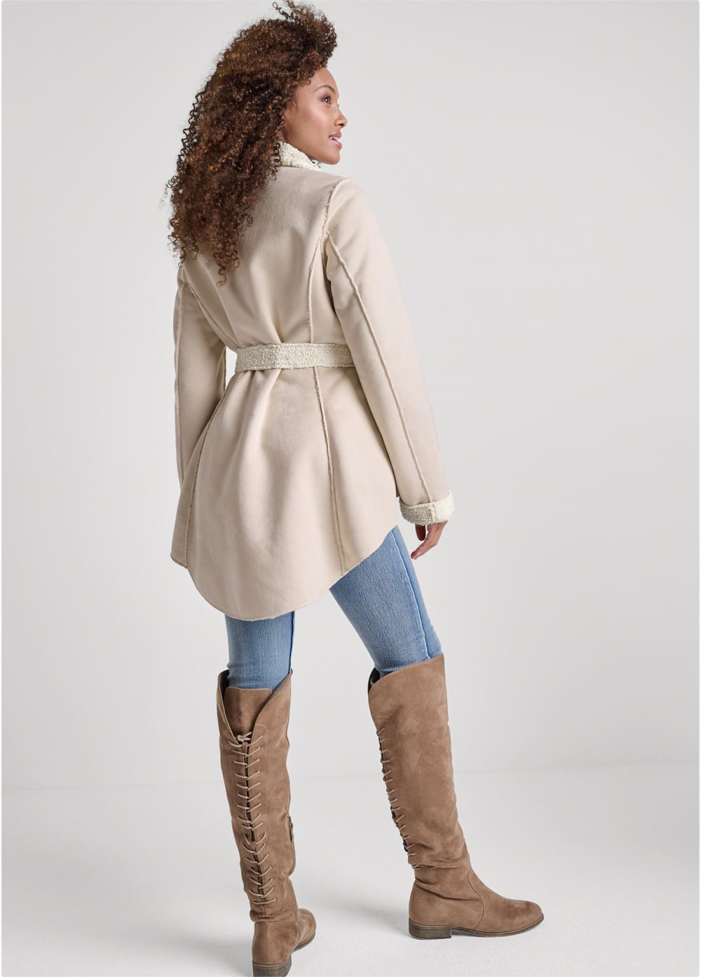 Venus Reversible Faux-Sherpa Coat in Cream