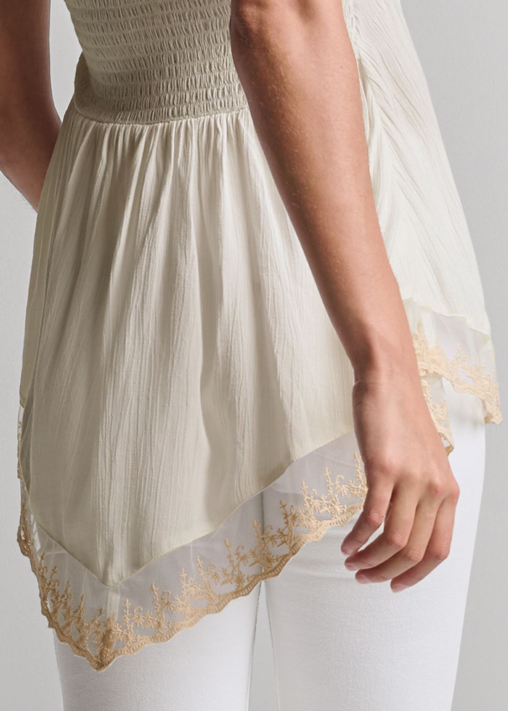 Venus Crochet Lace Halter Top in Off White Multi
