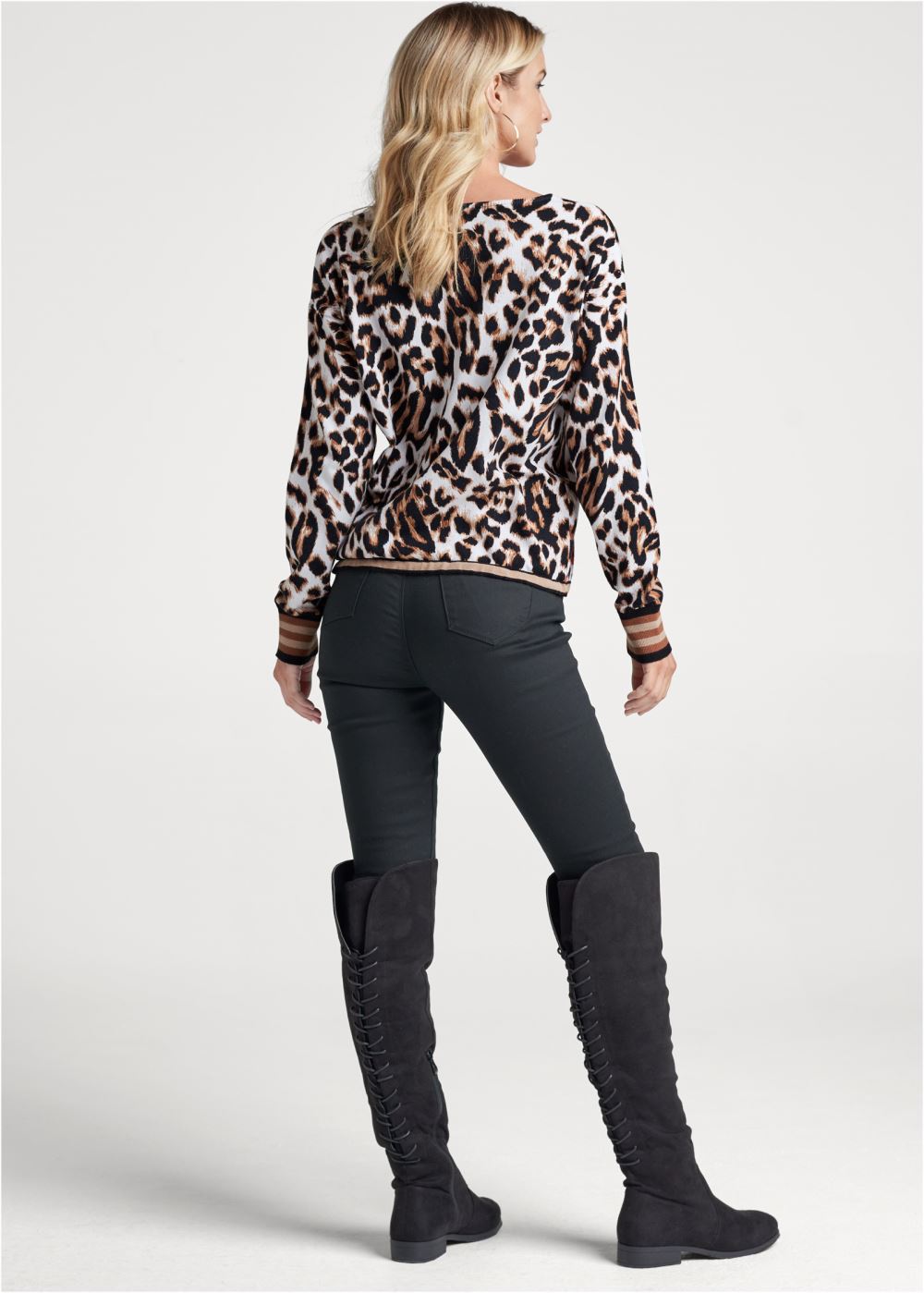 Venus VENUS | Mixed Print Sweater in White