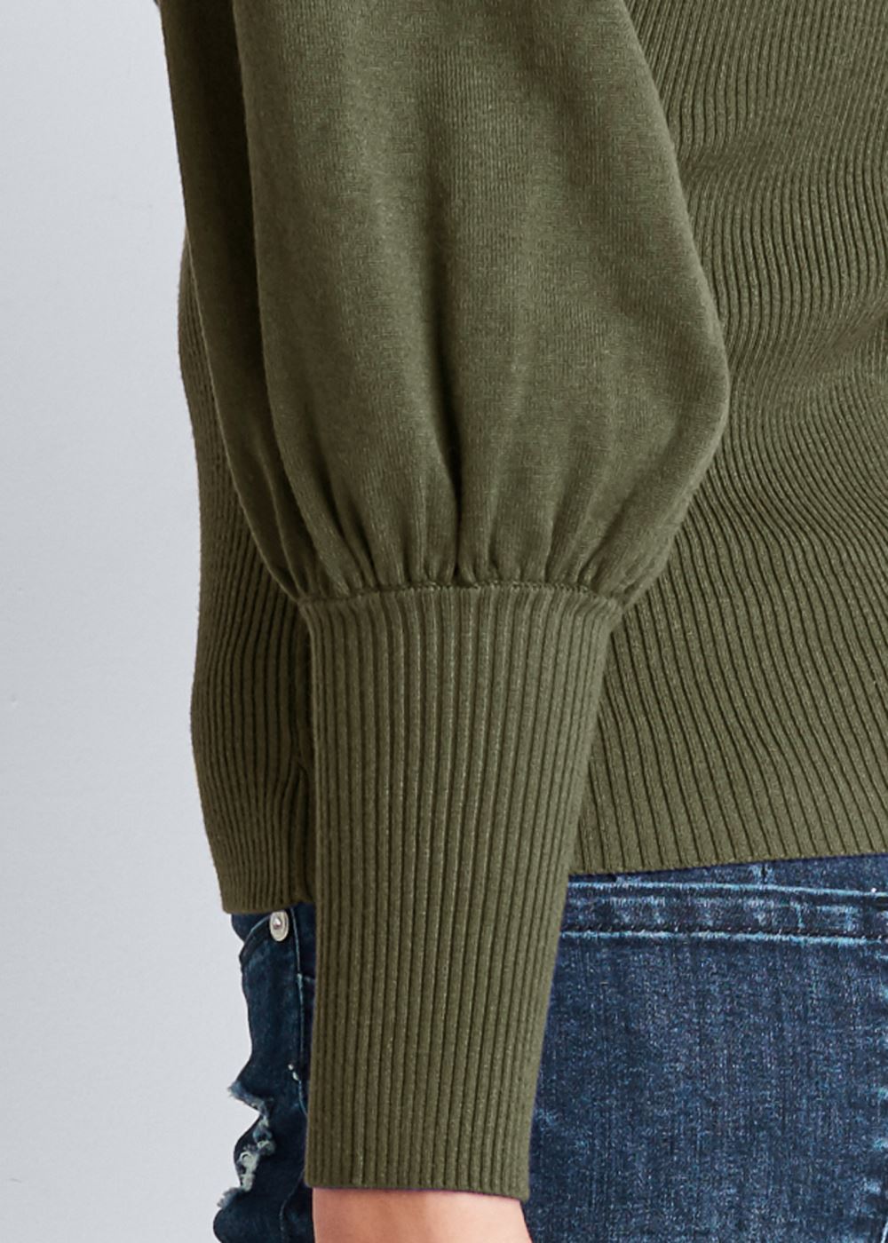 Venus VENUS | Puff Sleeve Sweater in Olive