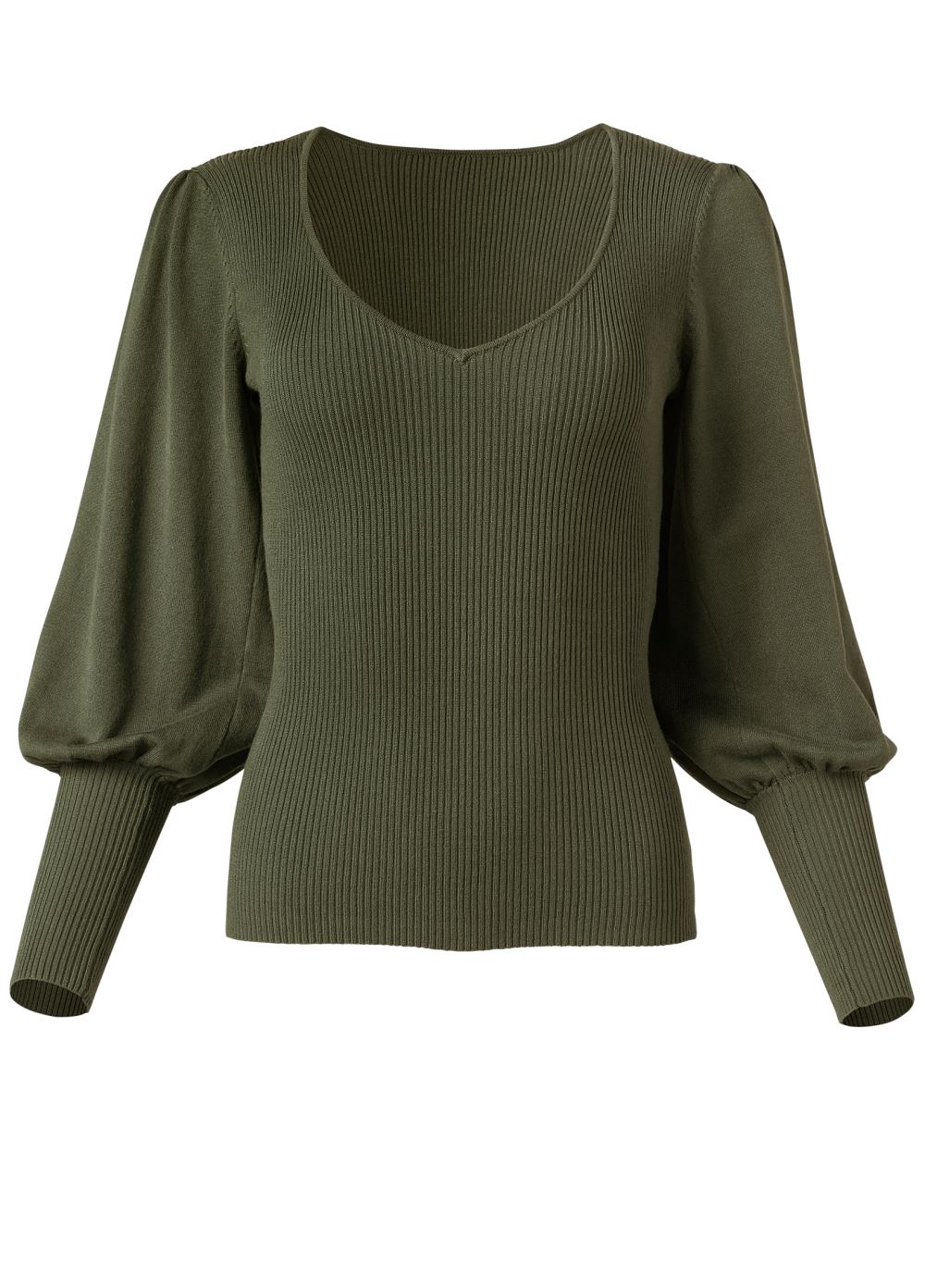 Venus VENUS | Puff Sleeve Sweater in Olive
