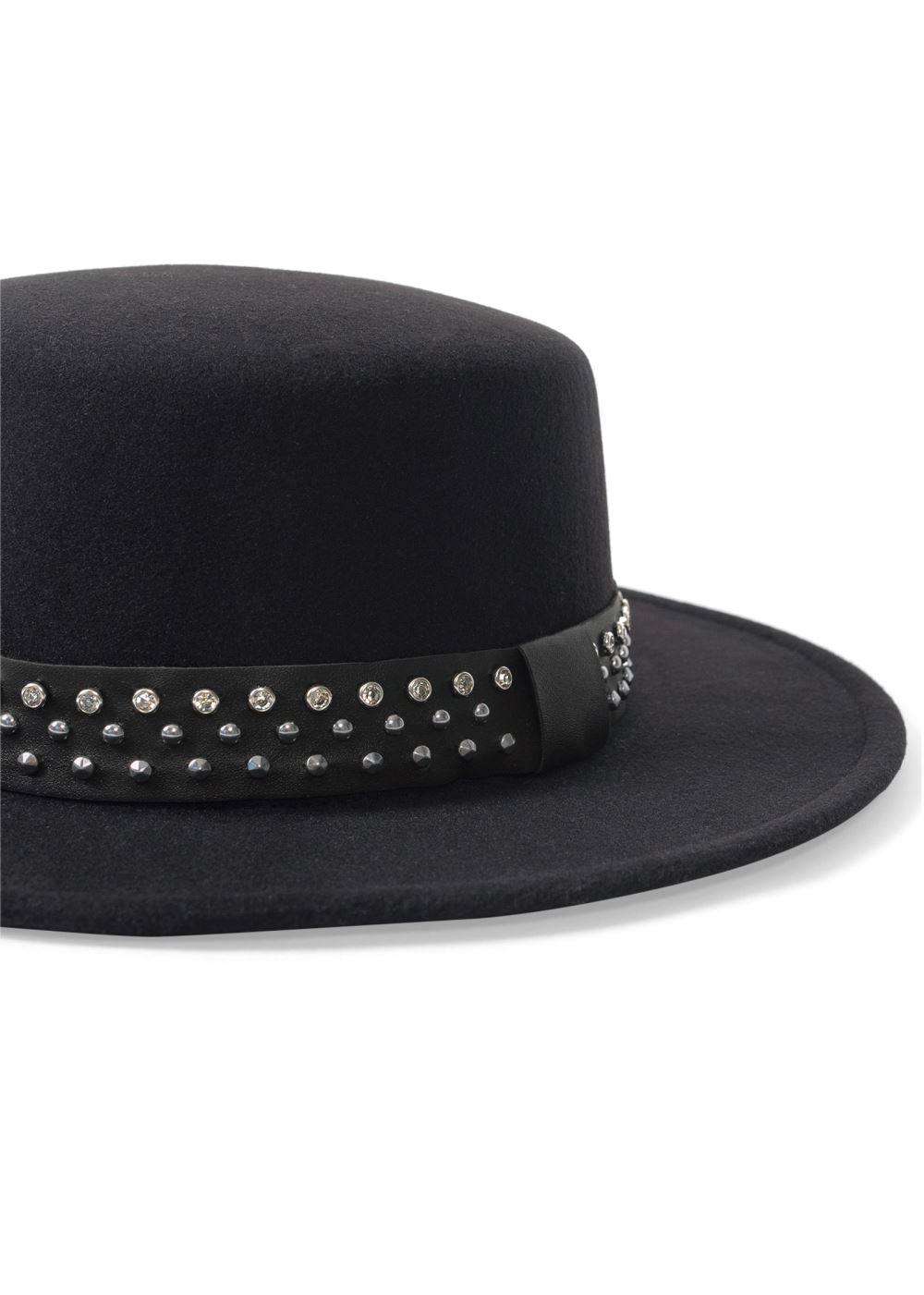 Venus Stud-Embellished Hat in Black