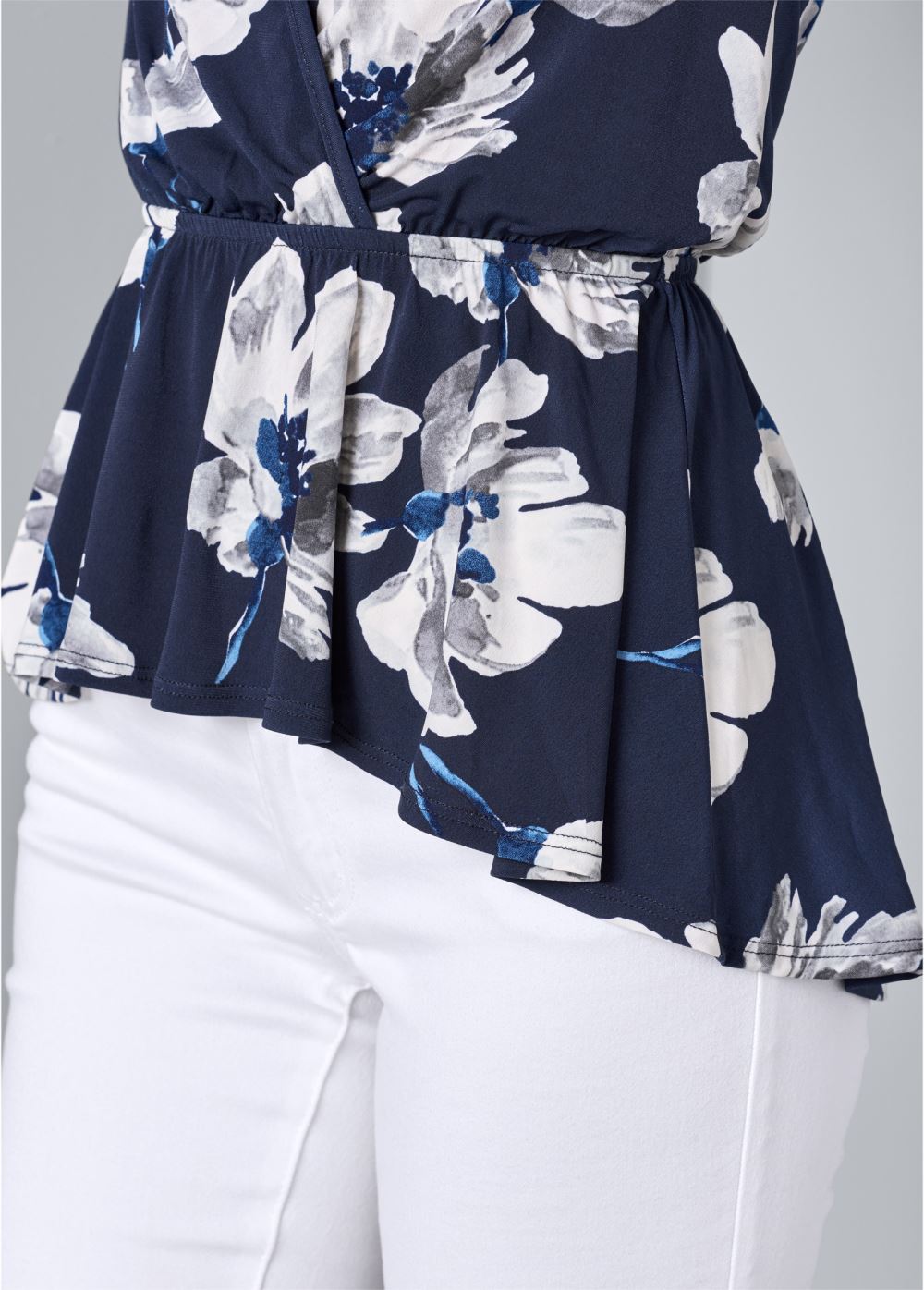 Venus Cold-Shoulder Print Top in Navy Multi