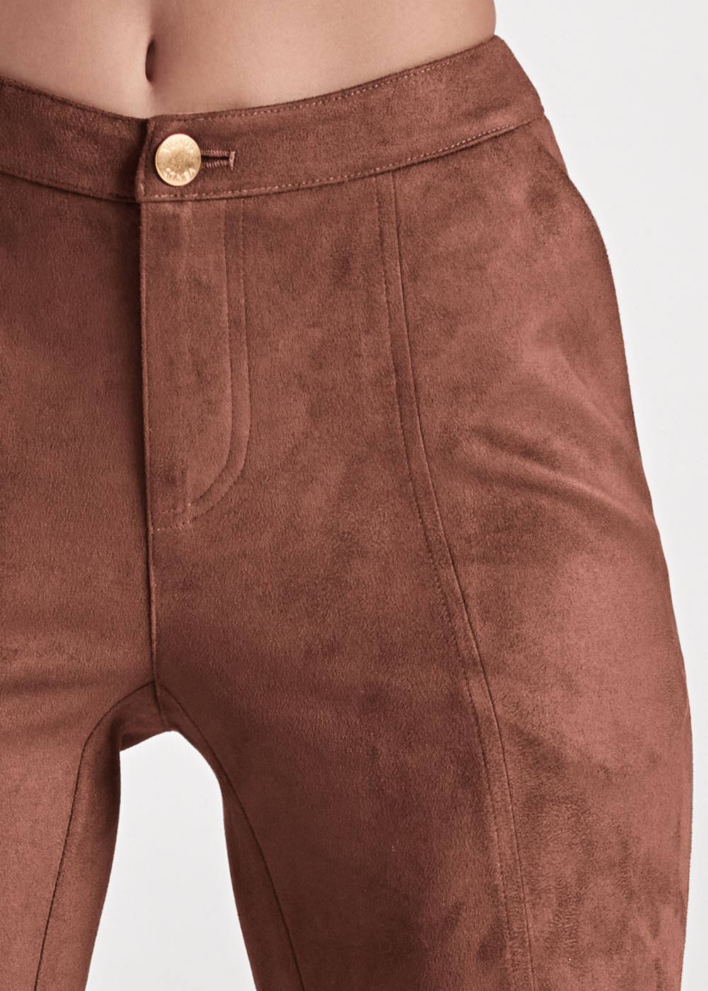 Venus Faux-Suede Flare Pants in Brown Multi