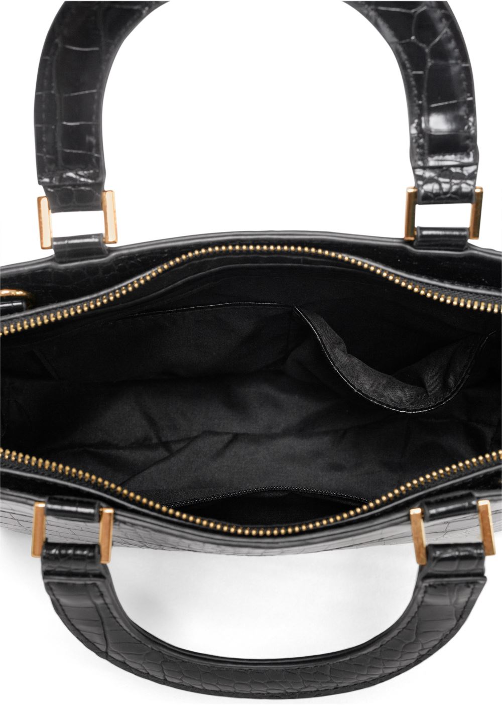 Venus Croc Textured Handbag in Black