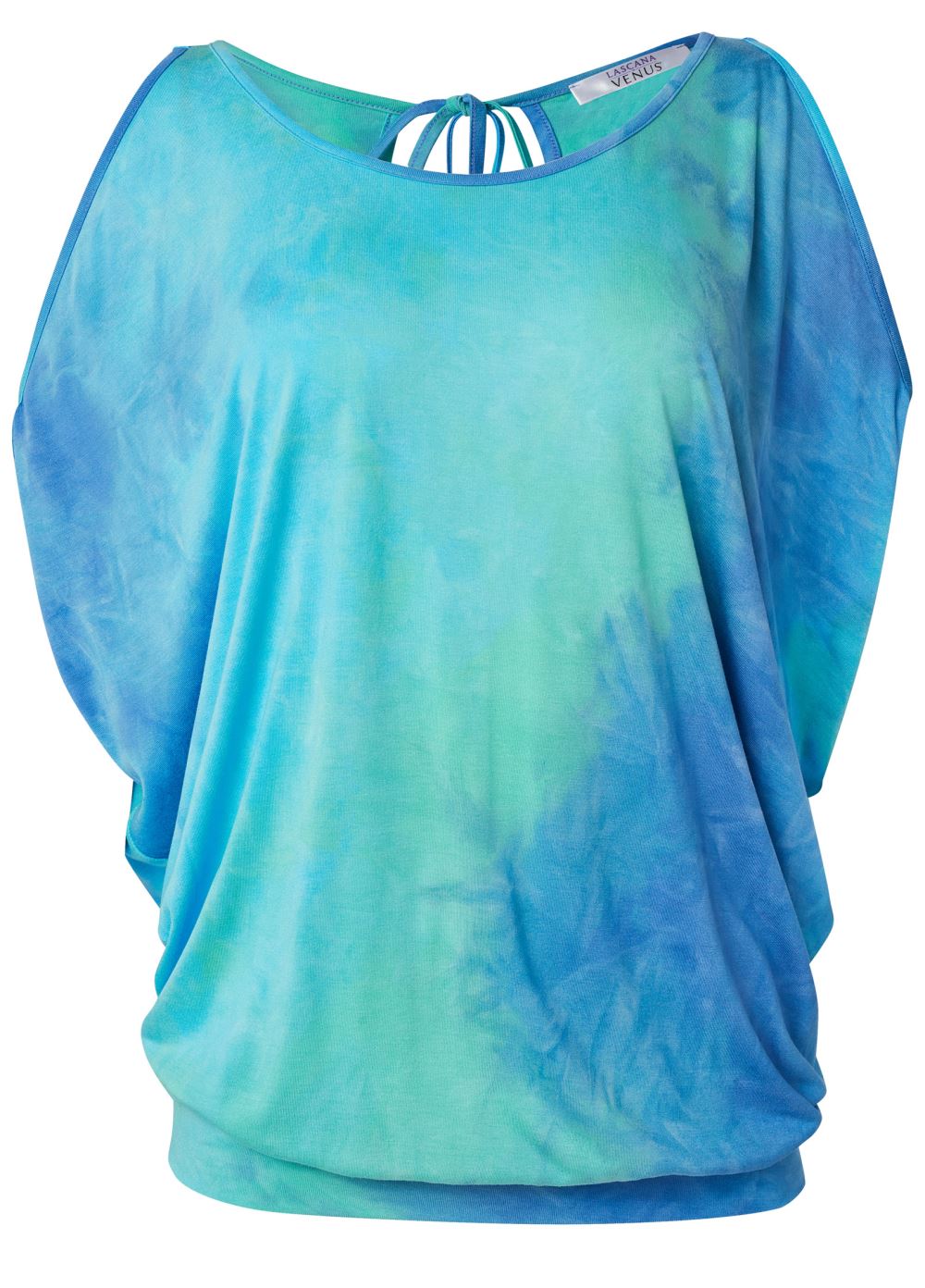 Venus Tie Dye Cold-Shoulder Top in Blue Multi