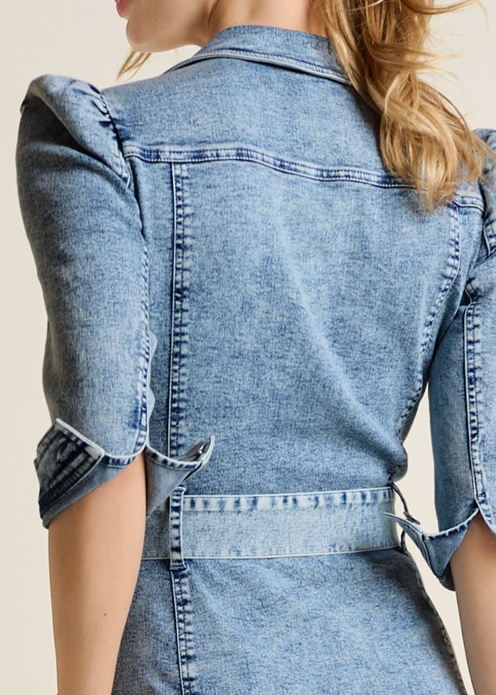 Venus Tie-Waist Denim Midi Dress - Acid Wash