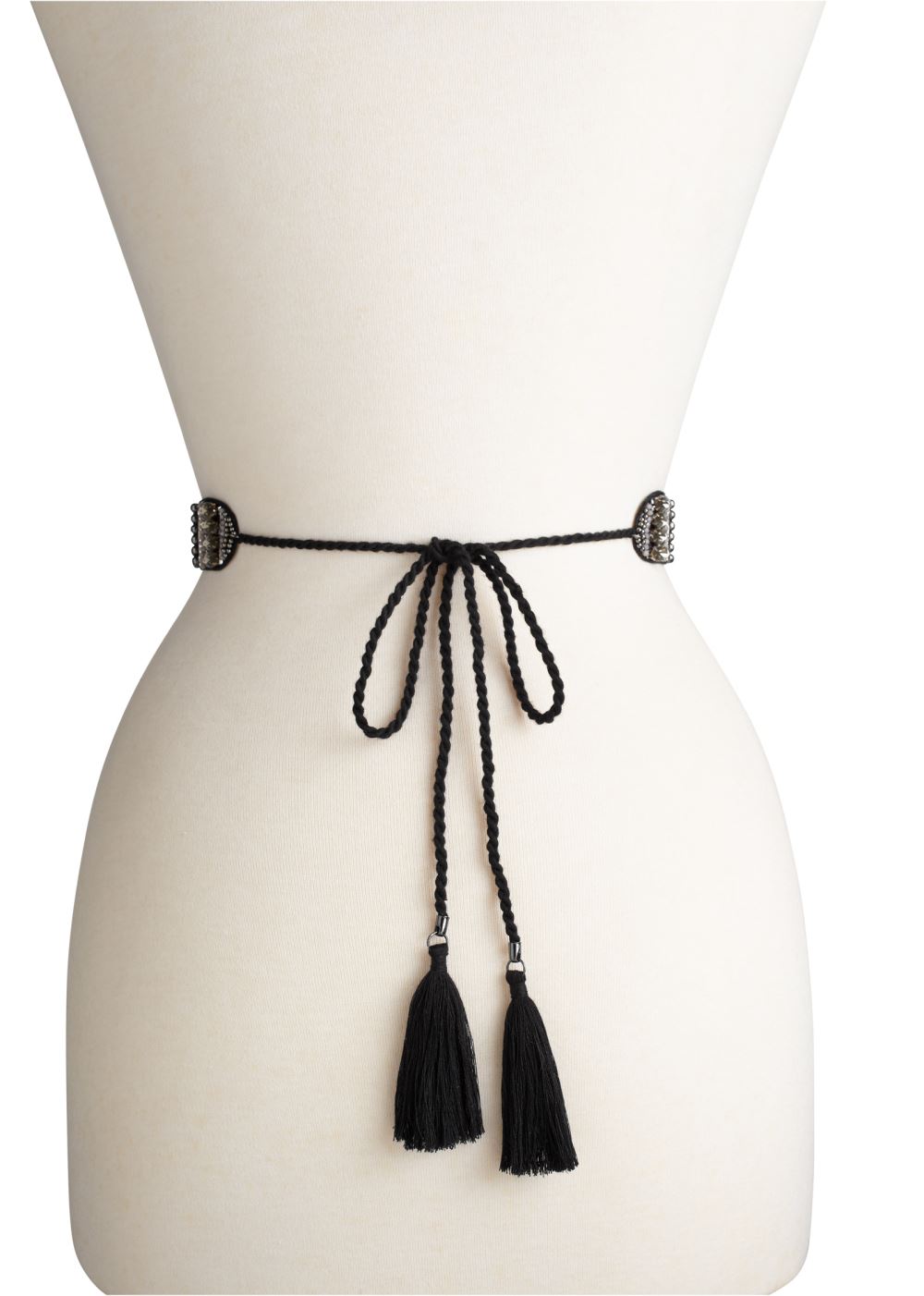 Venus Rhinestone Tie Detail Belt in Black