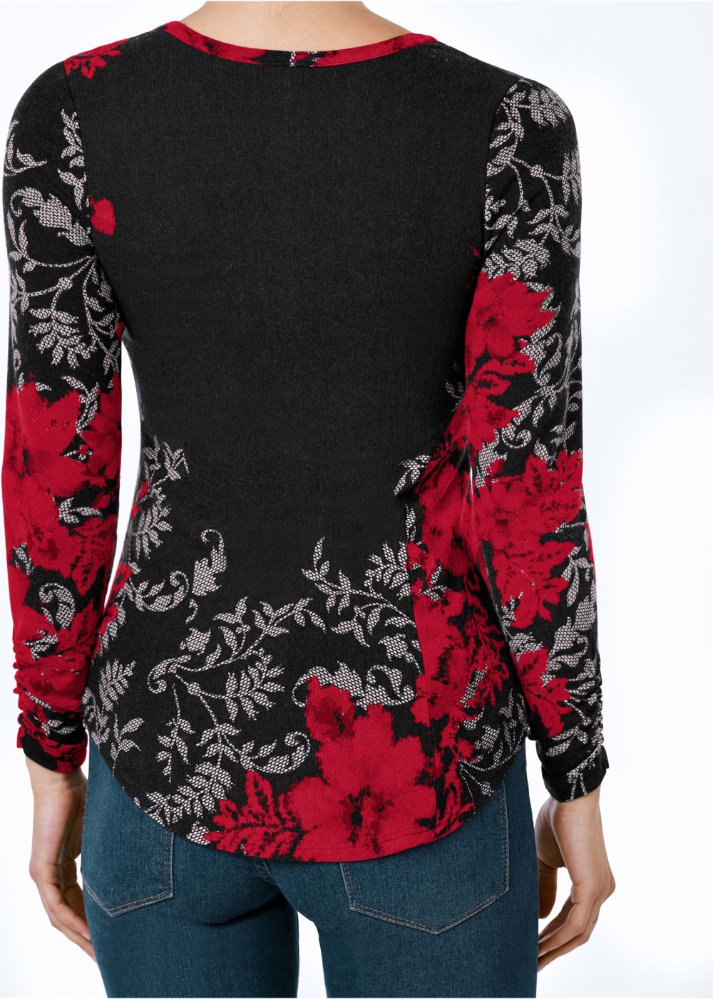 Venus Floral Print Button Down in Red Multi