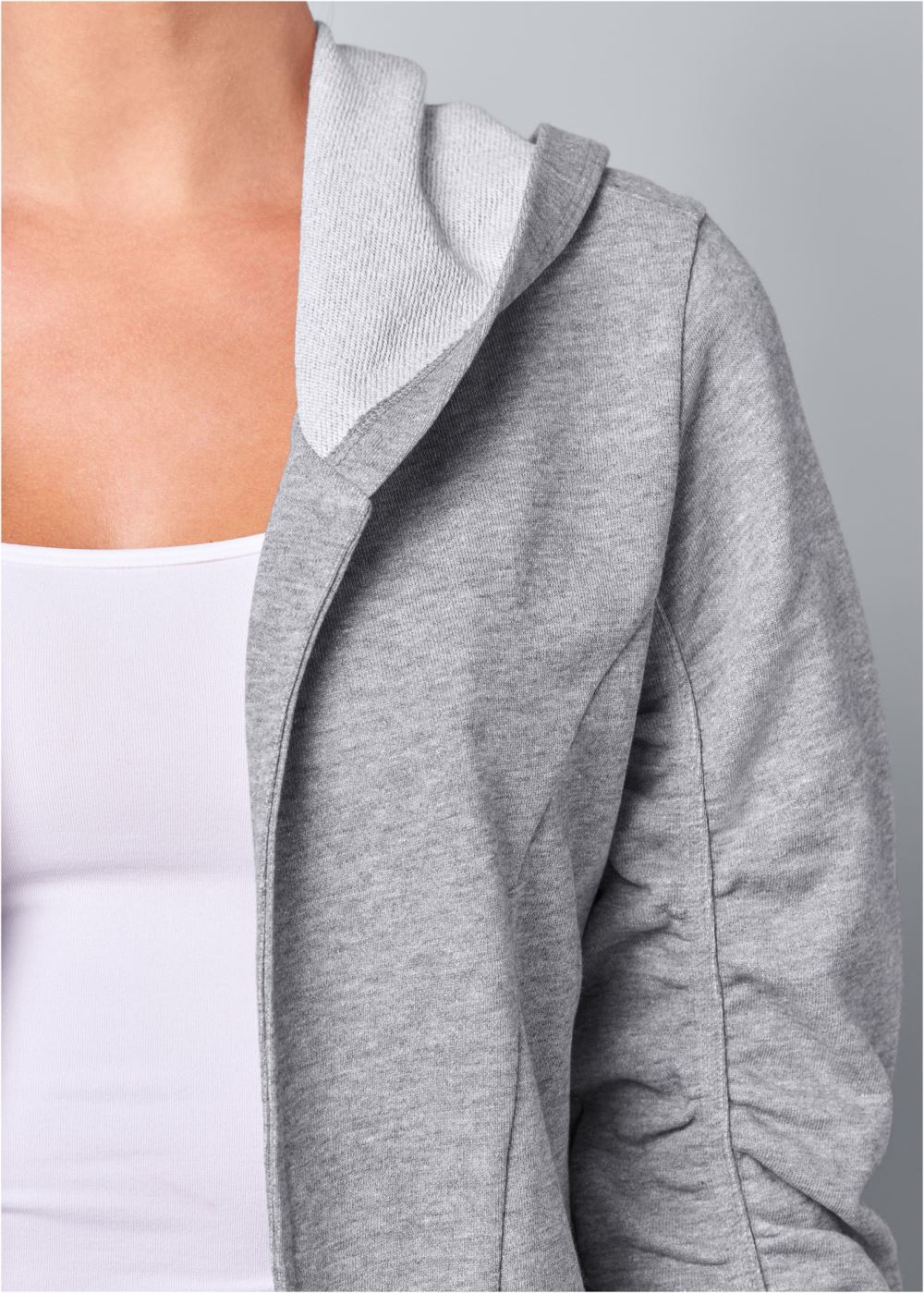 Venus Asymmetrical Lounge Hoodie in Heather Grey