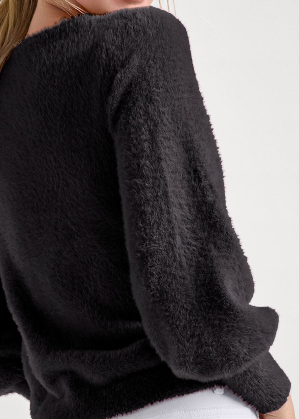 Venus VENUS | Jeweled Feather-Soft Sweater in Black Multi