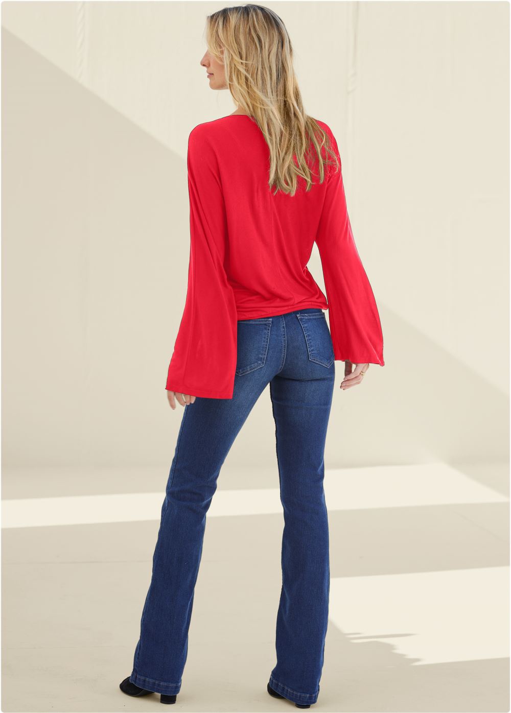 Venus Banded Hem Top in Red