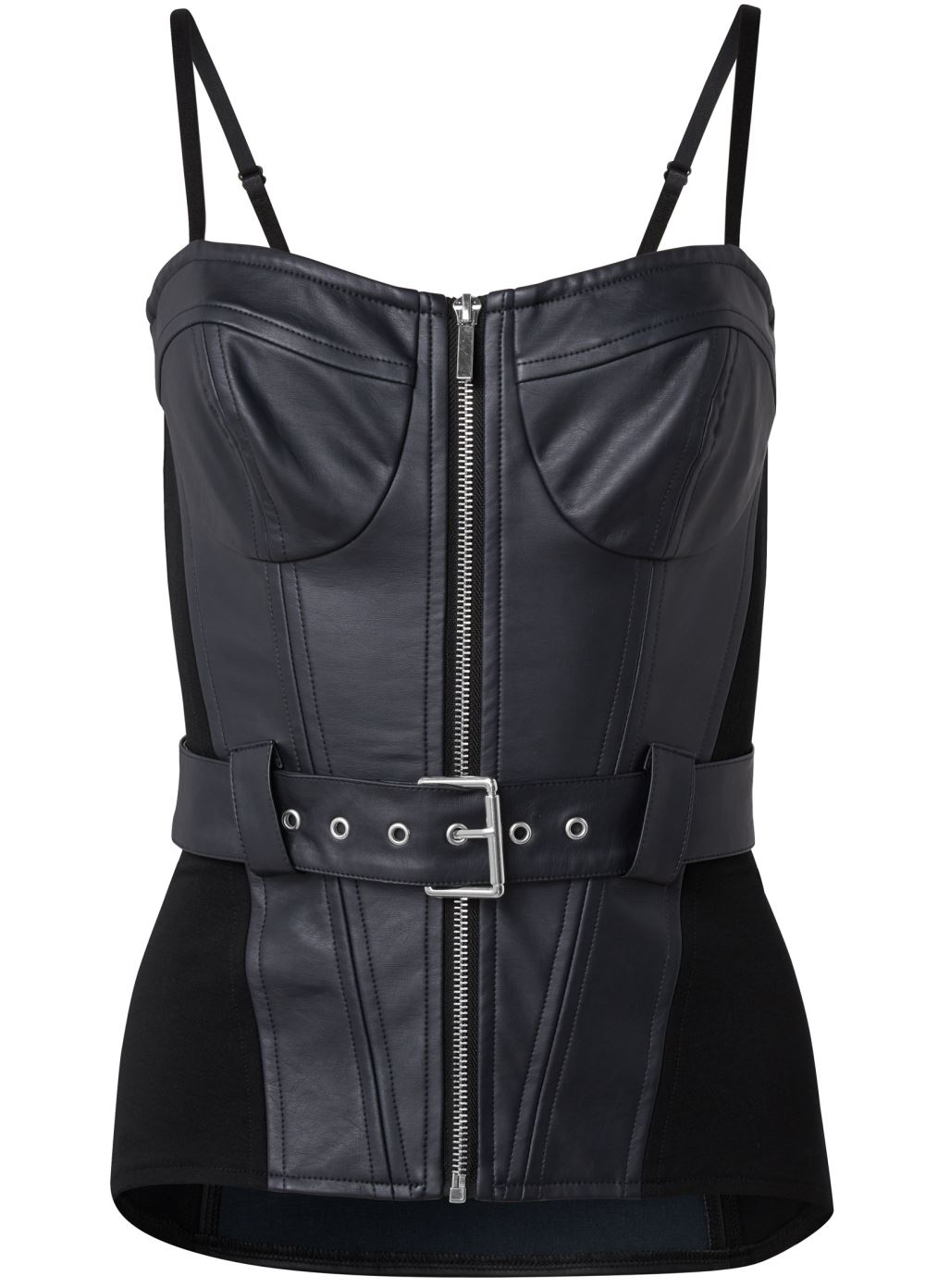 Venus Faux-Leather Bustier Top in Black