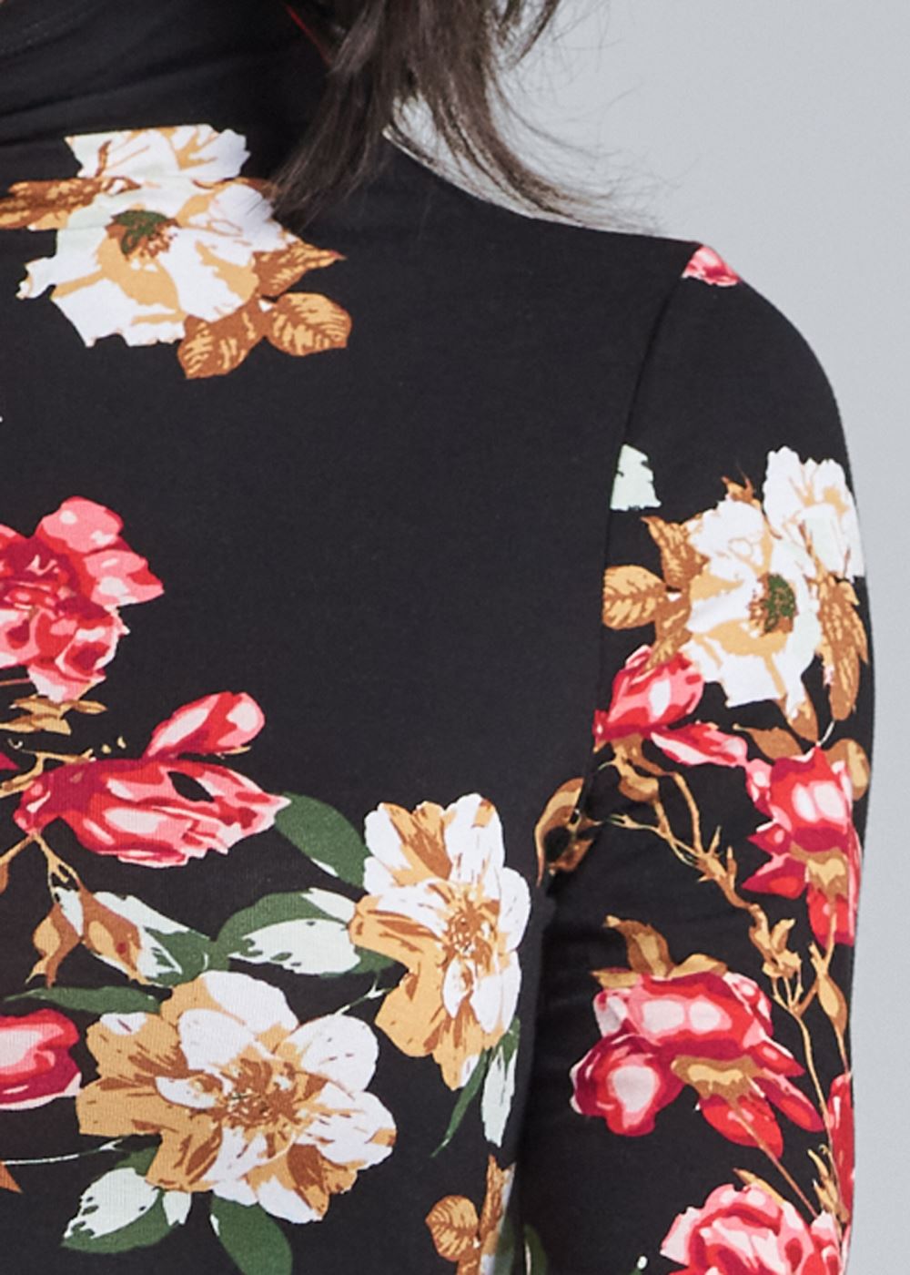 Venus Long Sleeve Ruched Dress - Black & Red