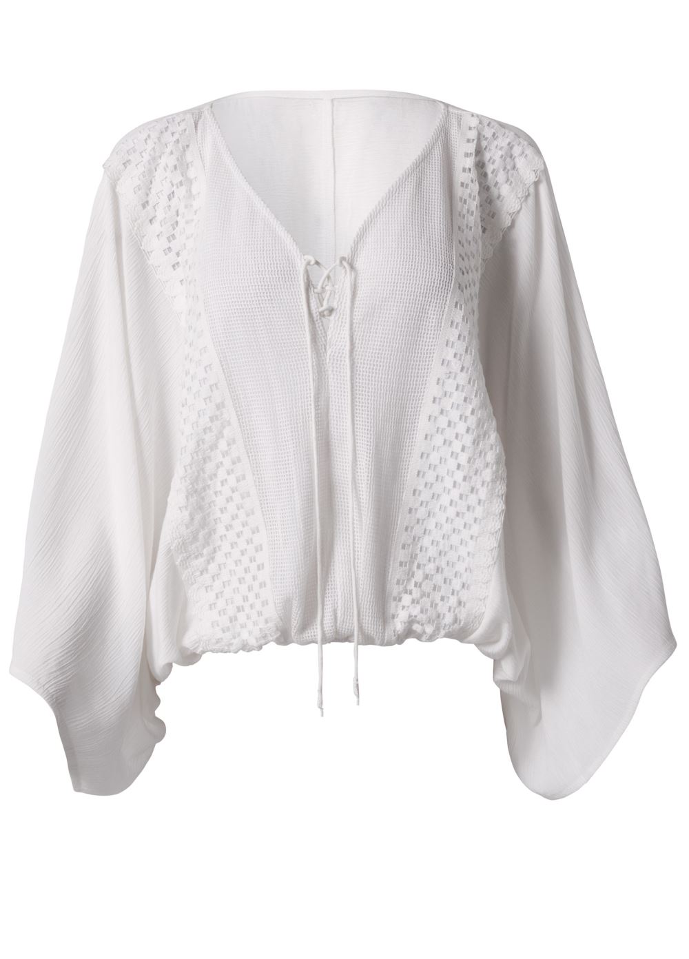 Venus Batwing Crochet Top in Off White