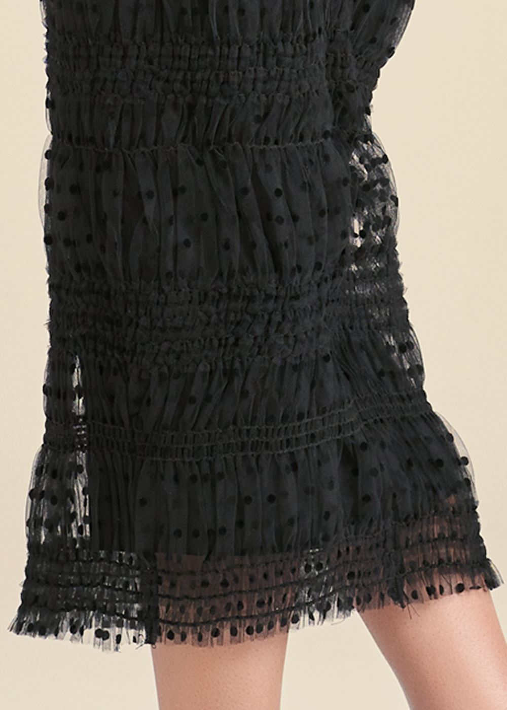Venus Dotted Mesh Bodycon Dress - Black