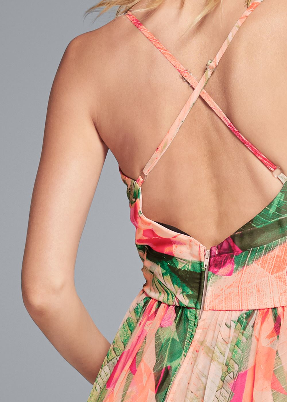 Venus Tropical Print Gown - Pink Multi