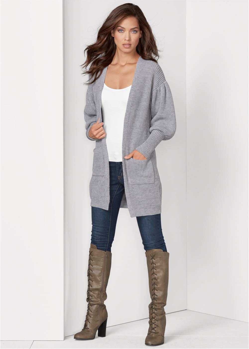 Venus VENUS | Oversized Cardigan in Light Grey