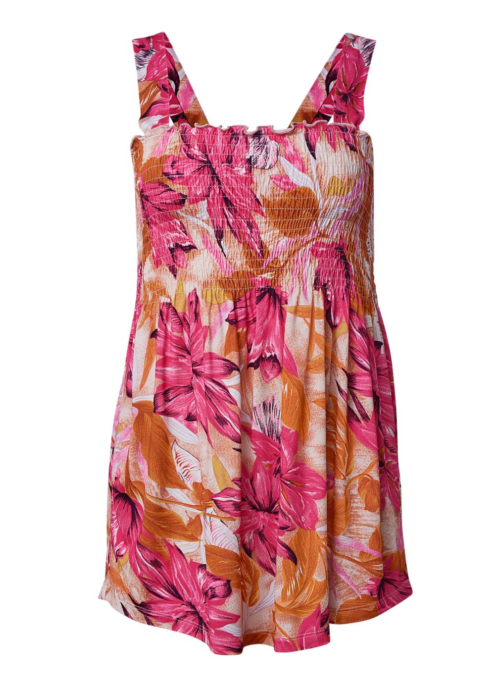 Venus Smocked Tunic Top in Pink Multi