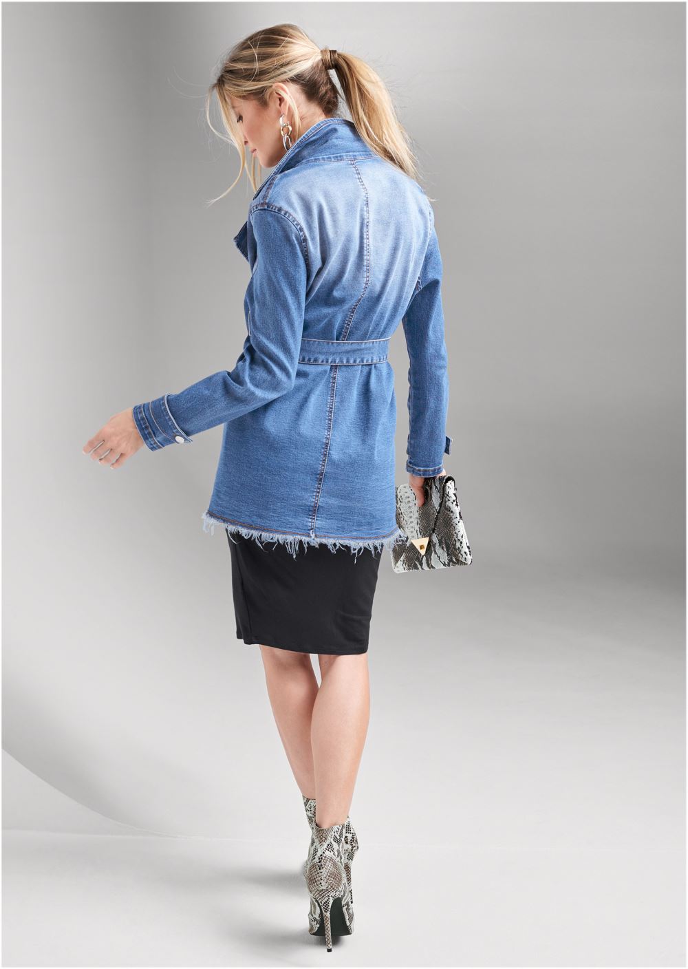 Venus Denim Trench Coat in Light Wash