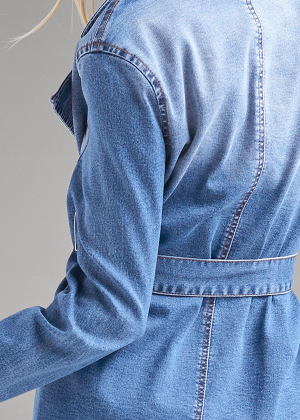 Venus Denim Trench Coat in Light Wash