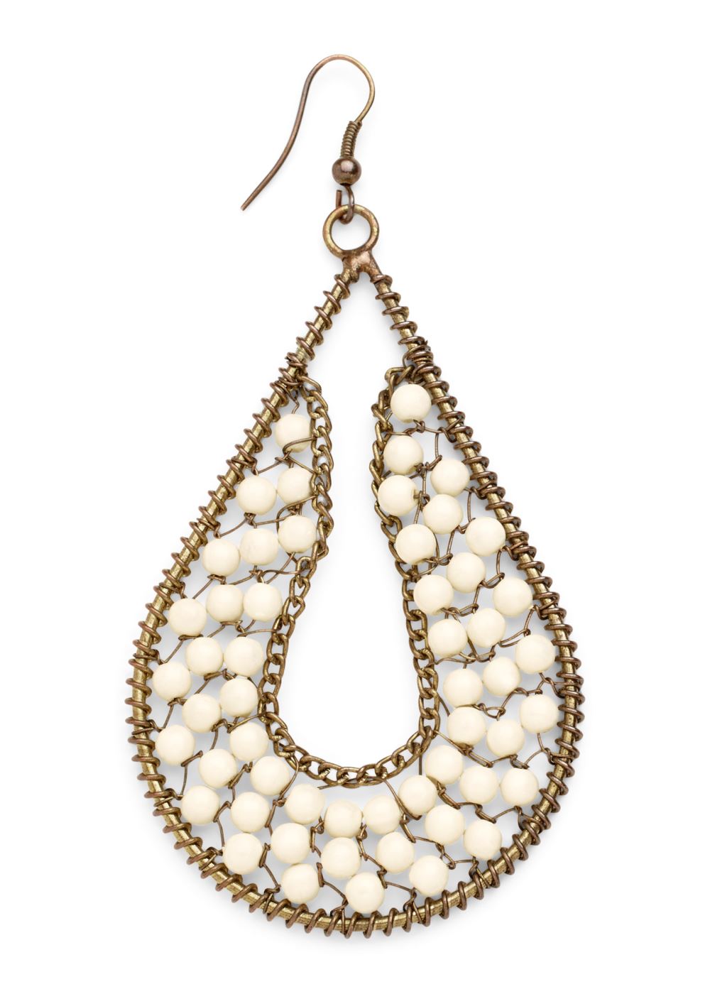 Venus Beaded Drop Earrings in Gold